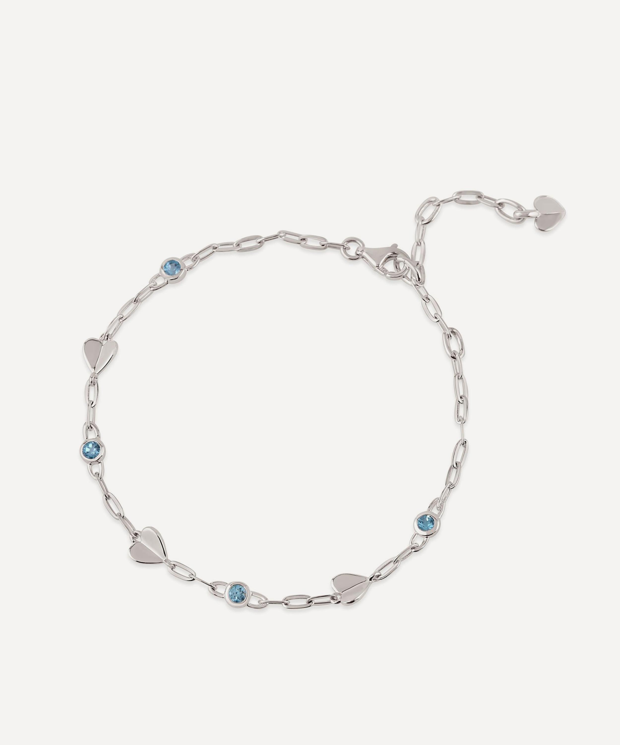 Dinny Hall Sterling Silver Folded Heart And Gemstone Bracelet