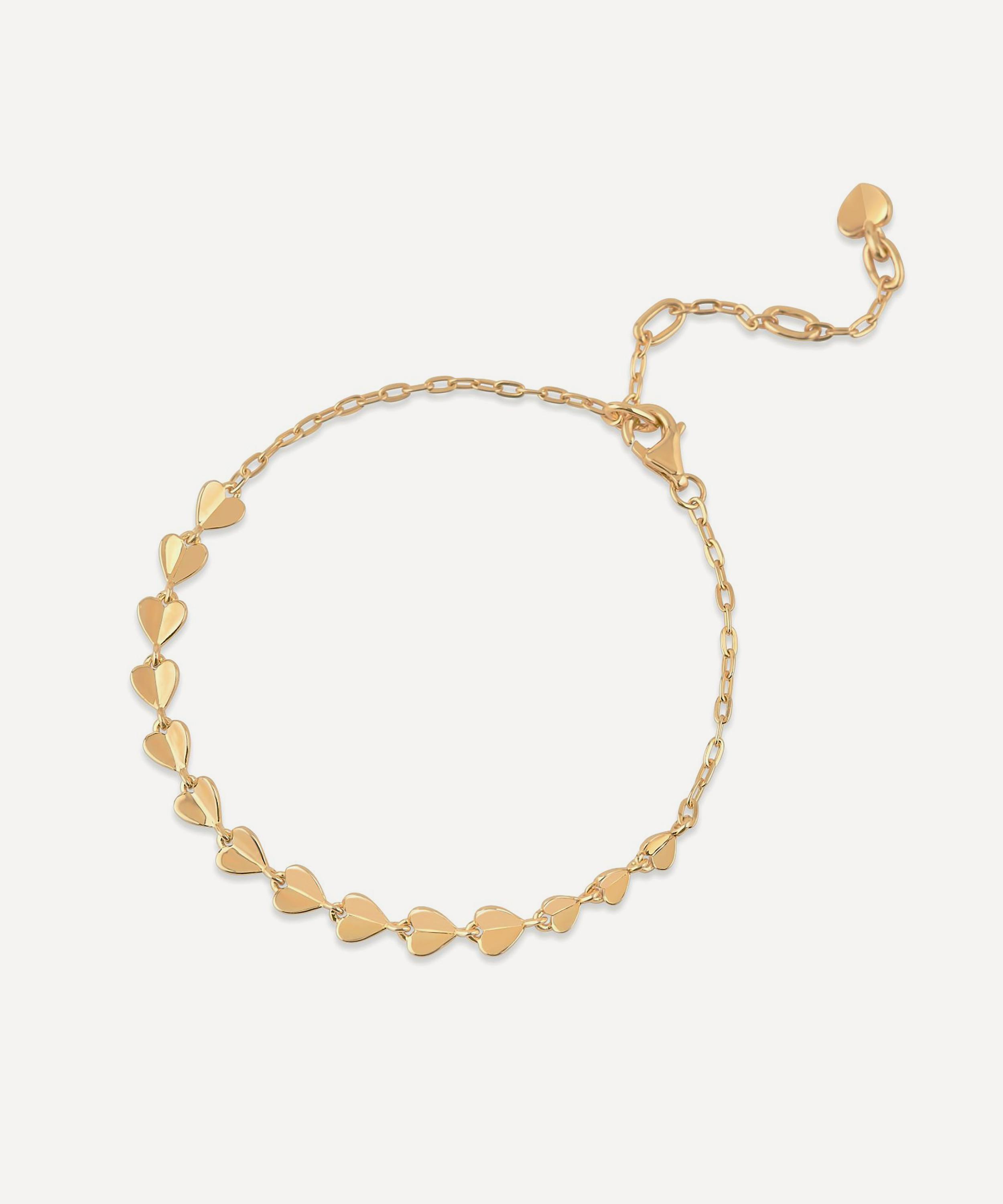 Dinny Hall 9ct Gold Folded Heart Linked Bracelet