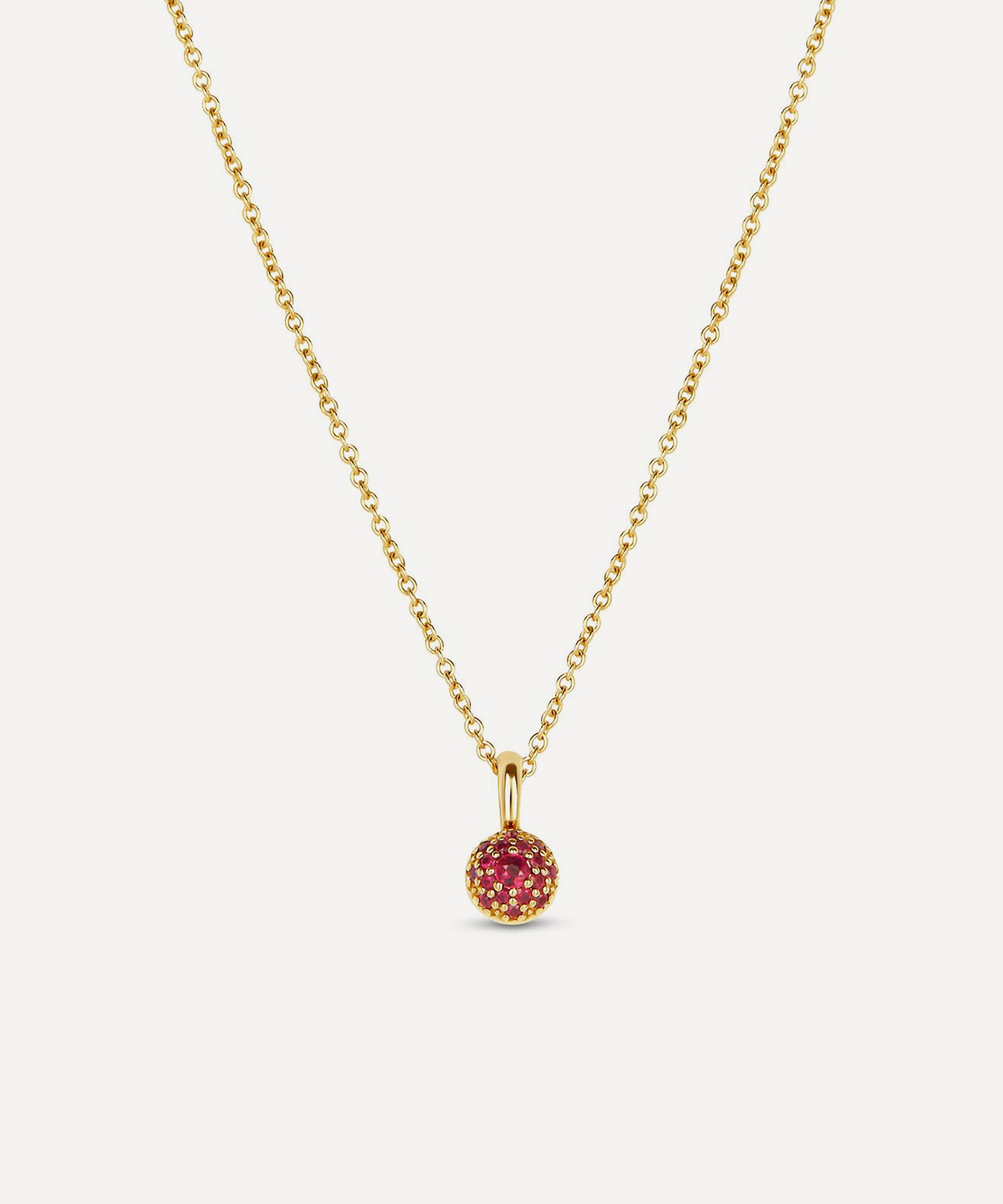 Dinny Hall 9ct Gold Ruby Bon Bon Pendant Necklace