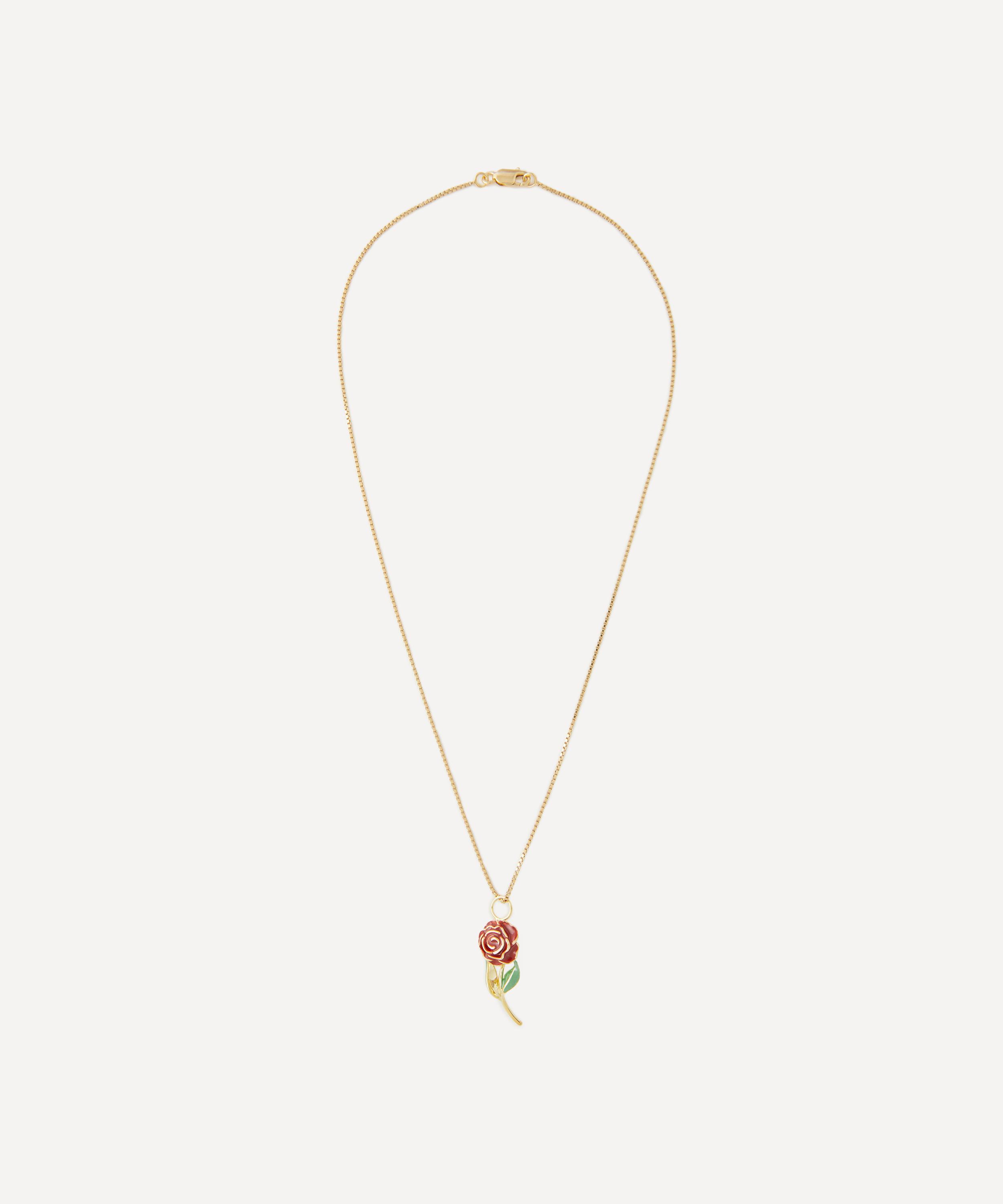 Anna + Nina Gold-plated Roses Are Red Charm Necklace