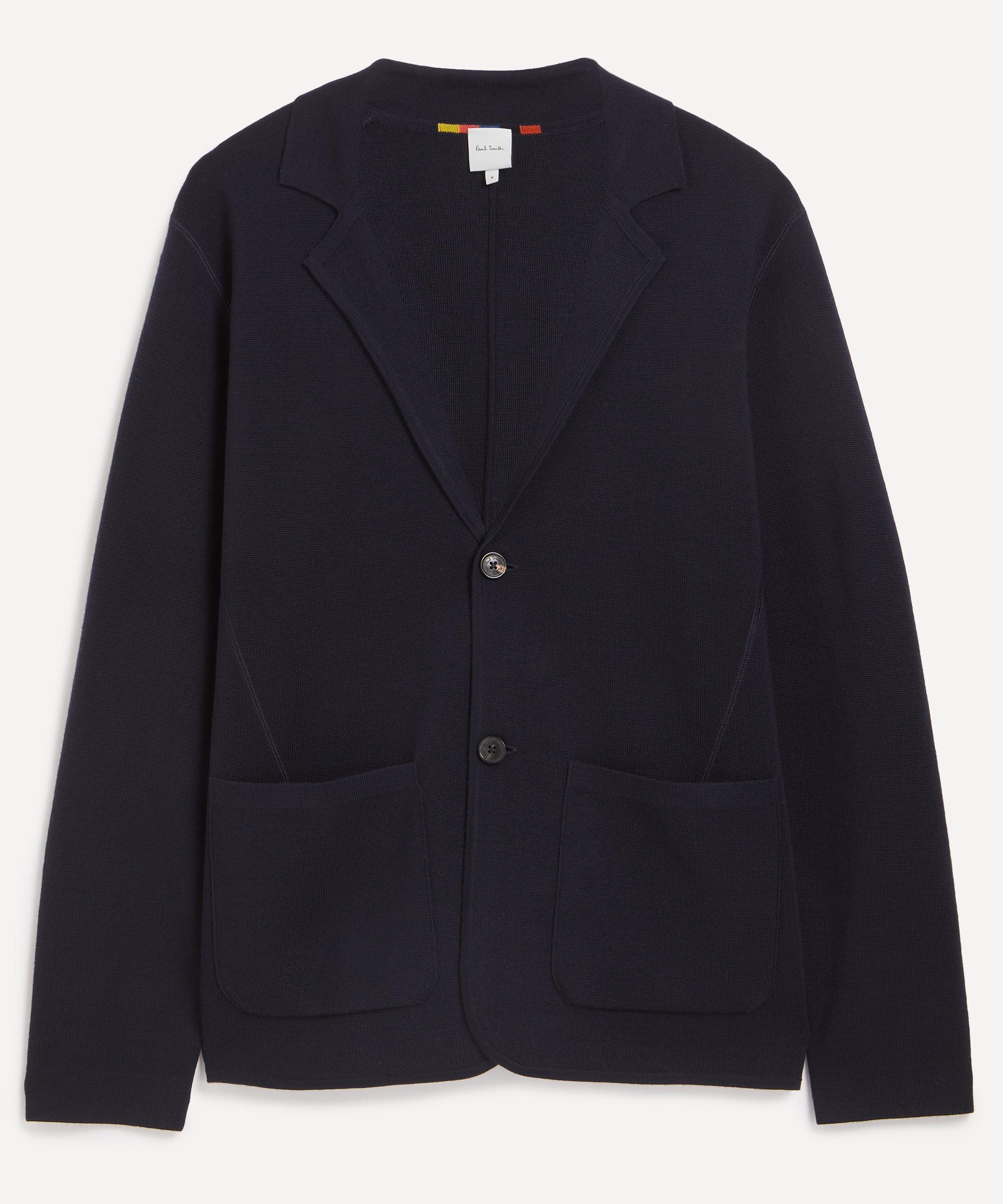 Paul Smith Mens Knitted Merino Wool Jacket In Blue