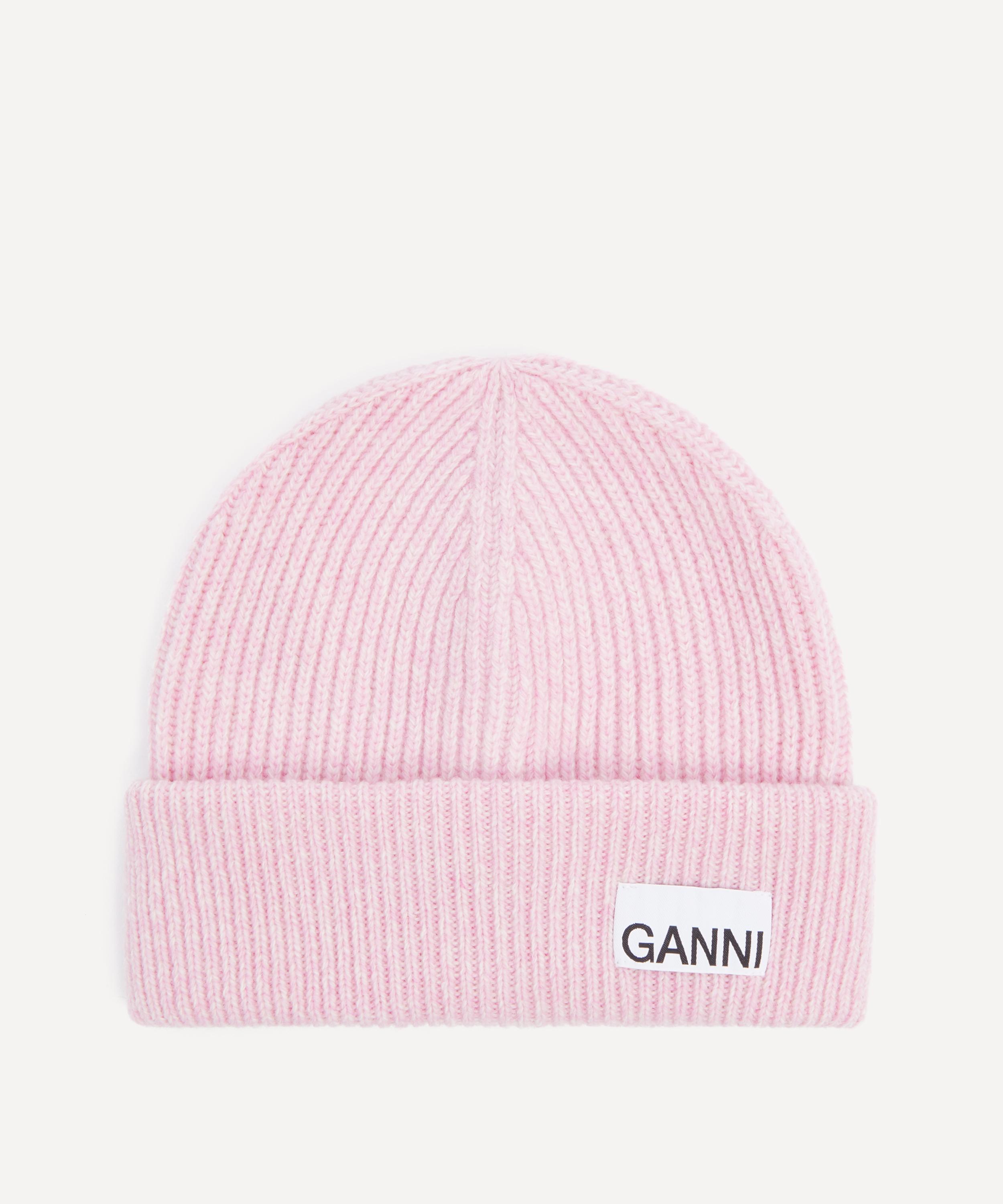 Ganni Women's Ribbed-Knit Beanie Light pink