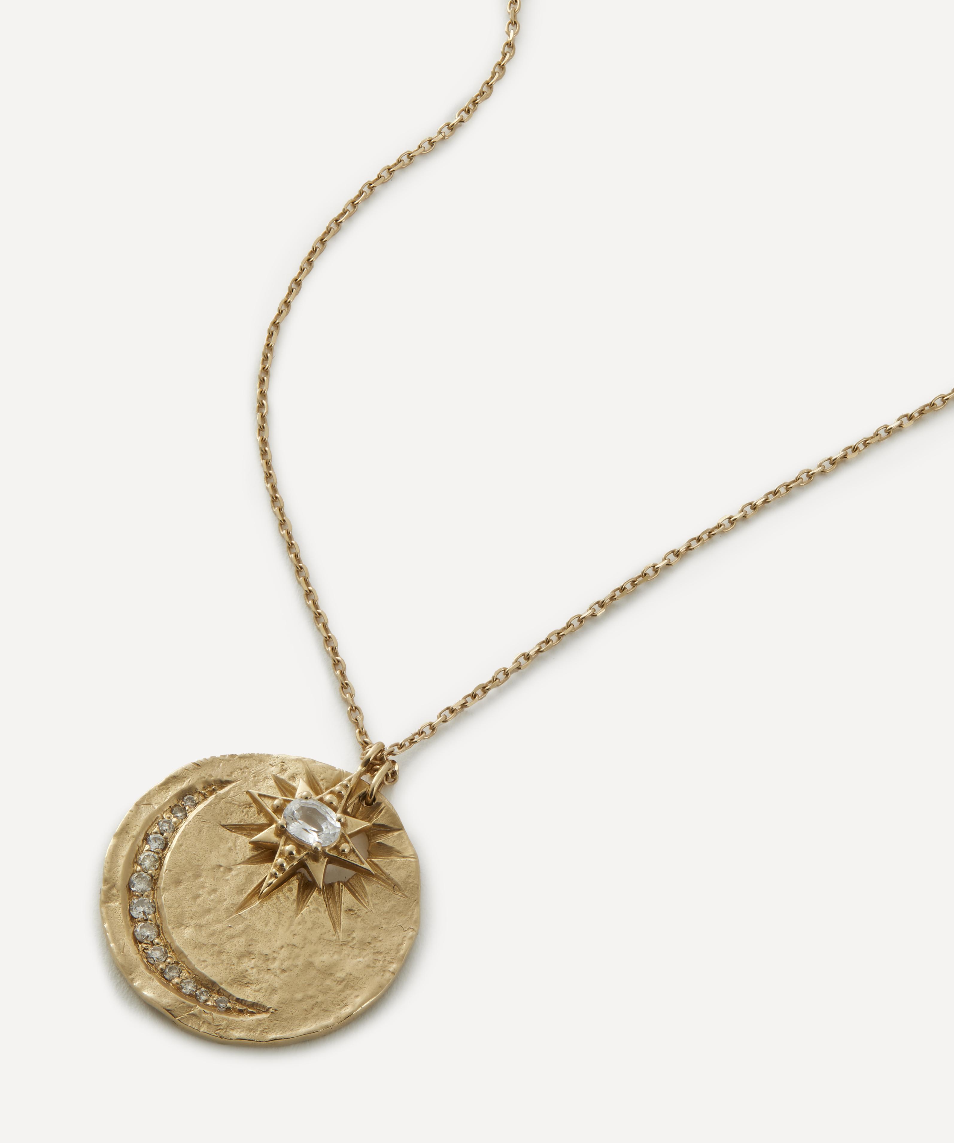 Celine Daoust 14ct Gold Sun And Moon Medal Star Pendant Necklace