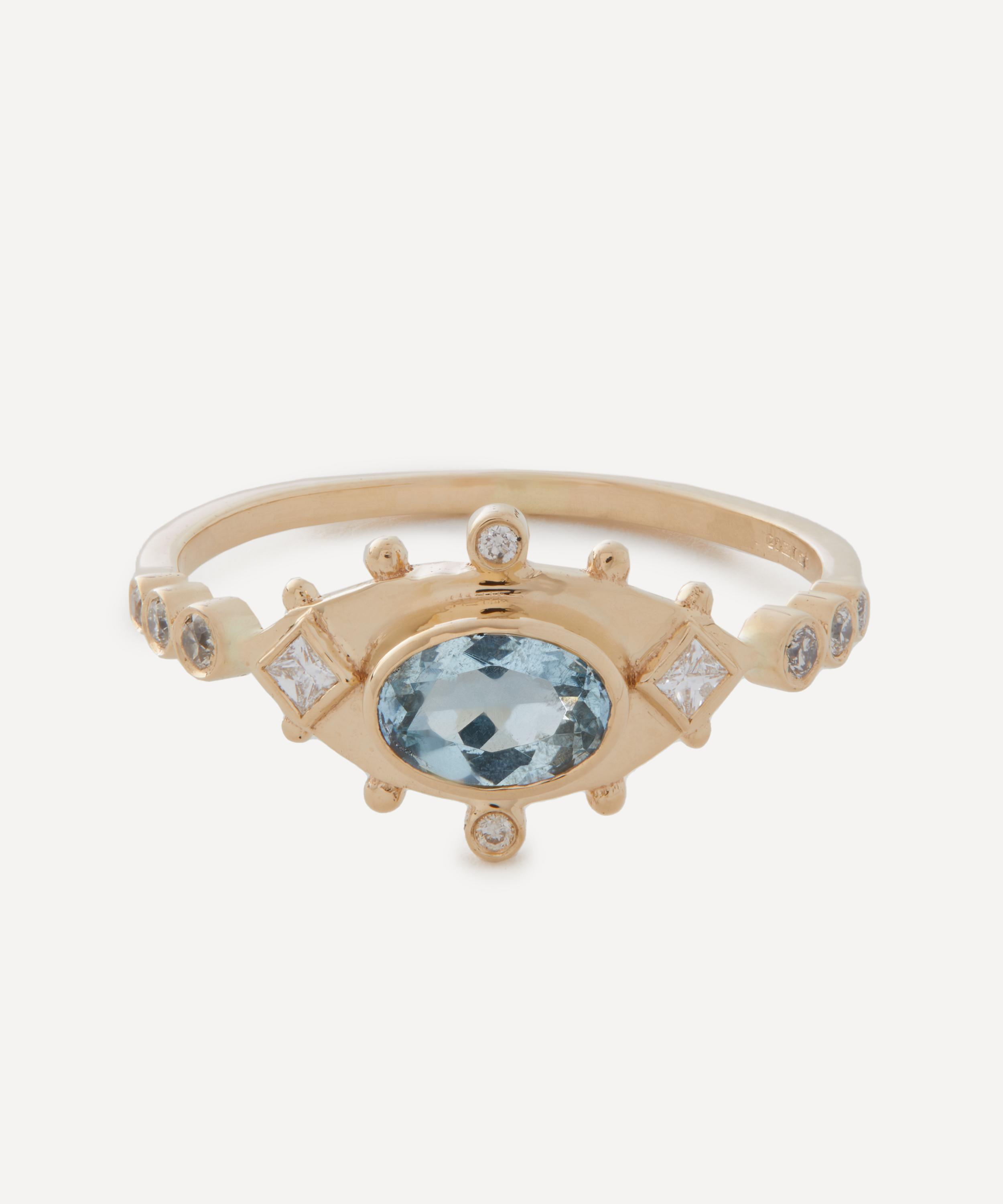 Celine Daoust 14ct Gold Aquamarine And Diamonds Eye Ring