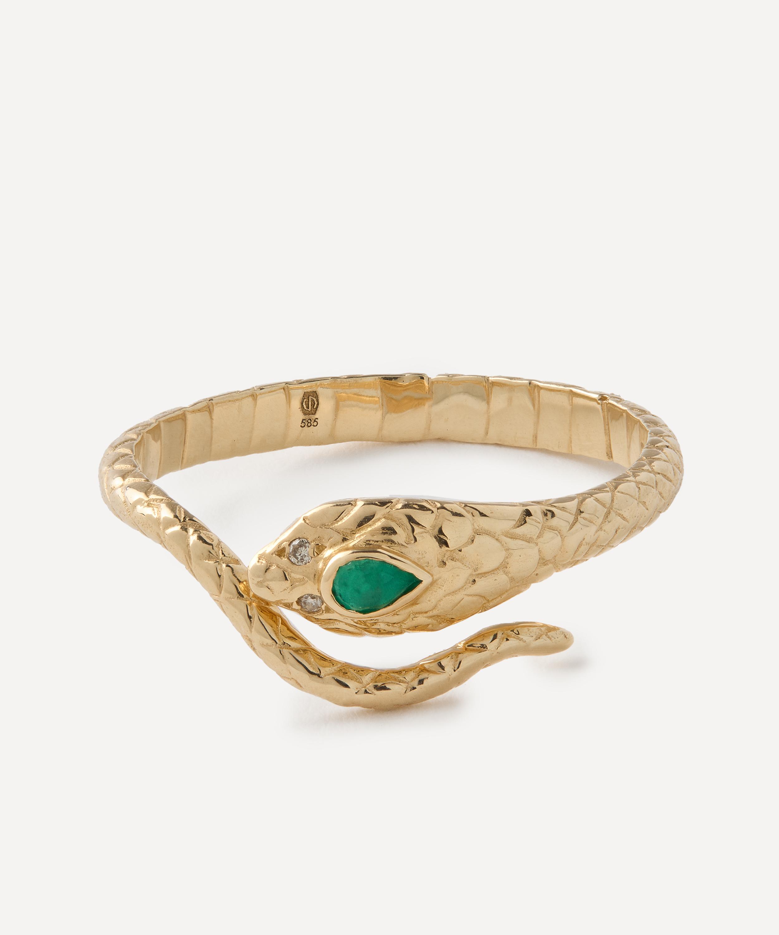 Celine Daoust 14ct Gold Cobra Emerald And Diamond Ring