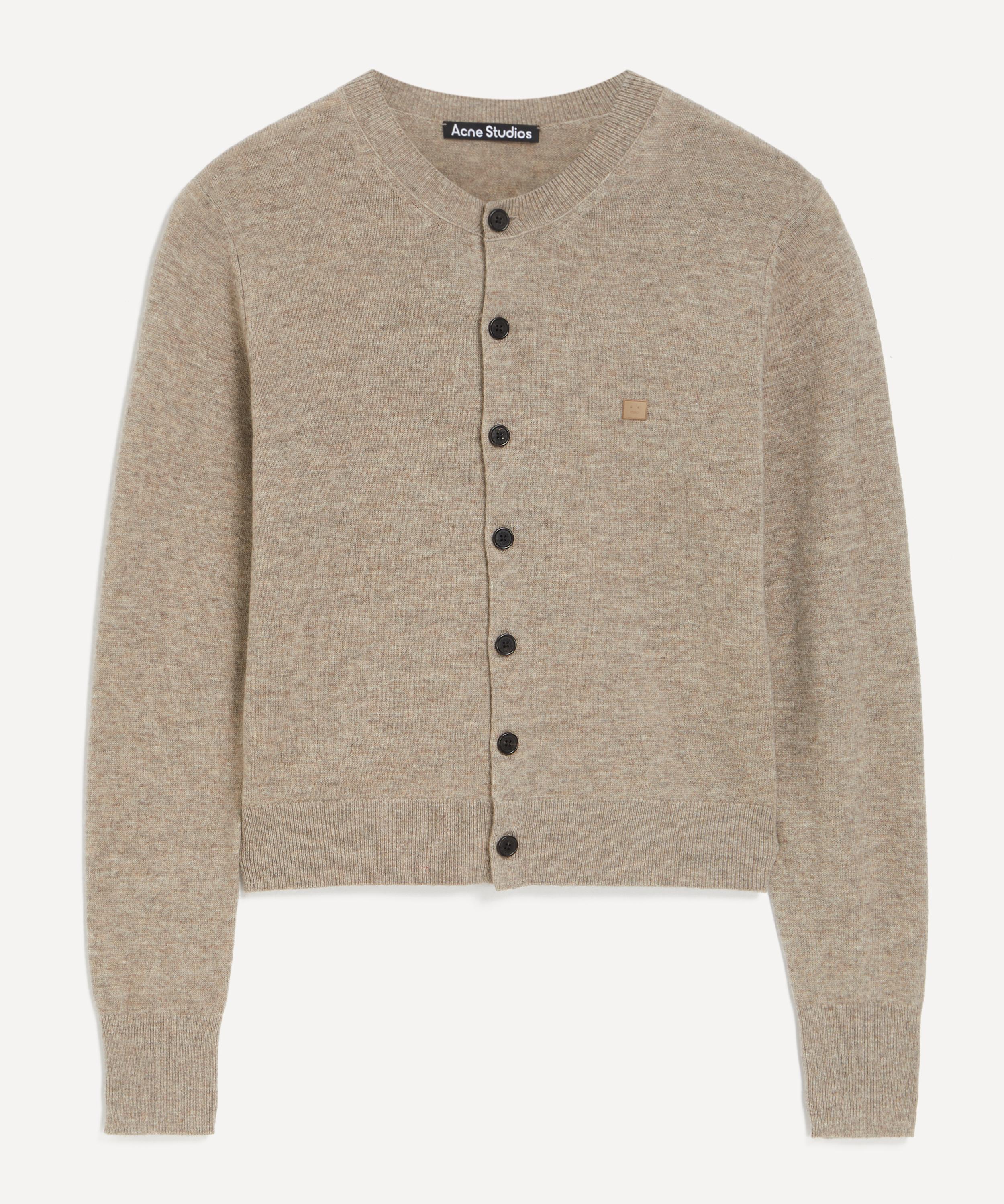 Acne Studios Crew Neck Wool Cardigan Knitwear Grey In Neutral