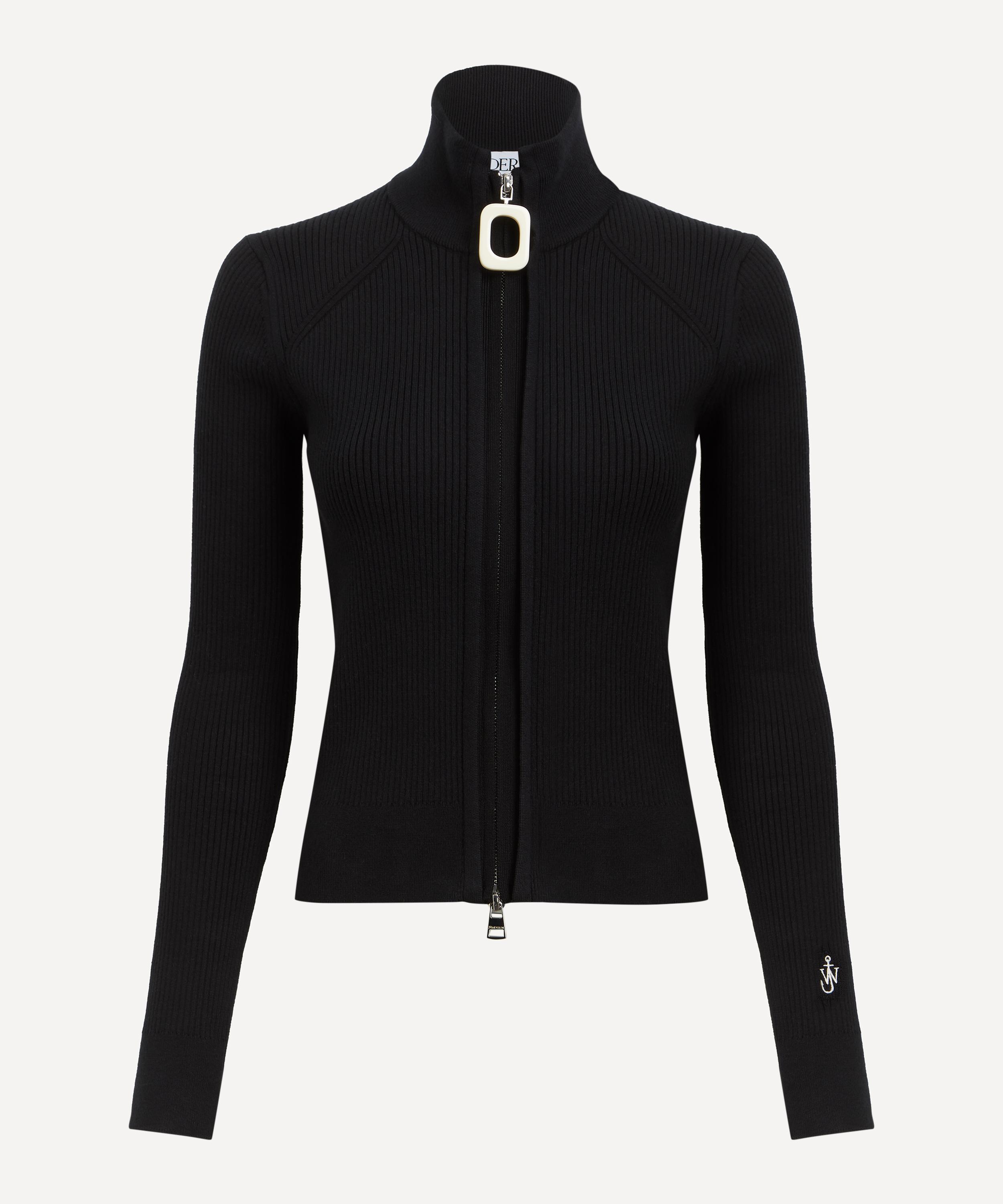 Jw Anderson Fitted Cardigan With Zipper In Black
