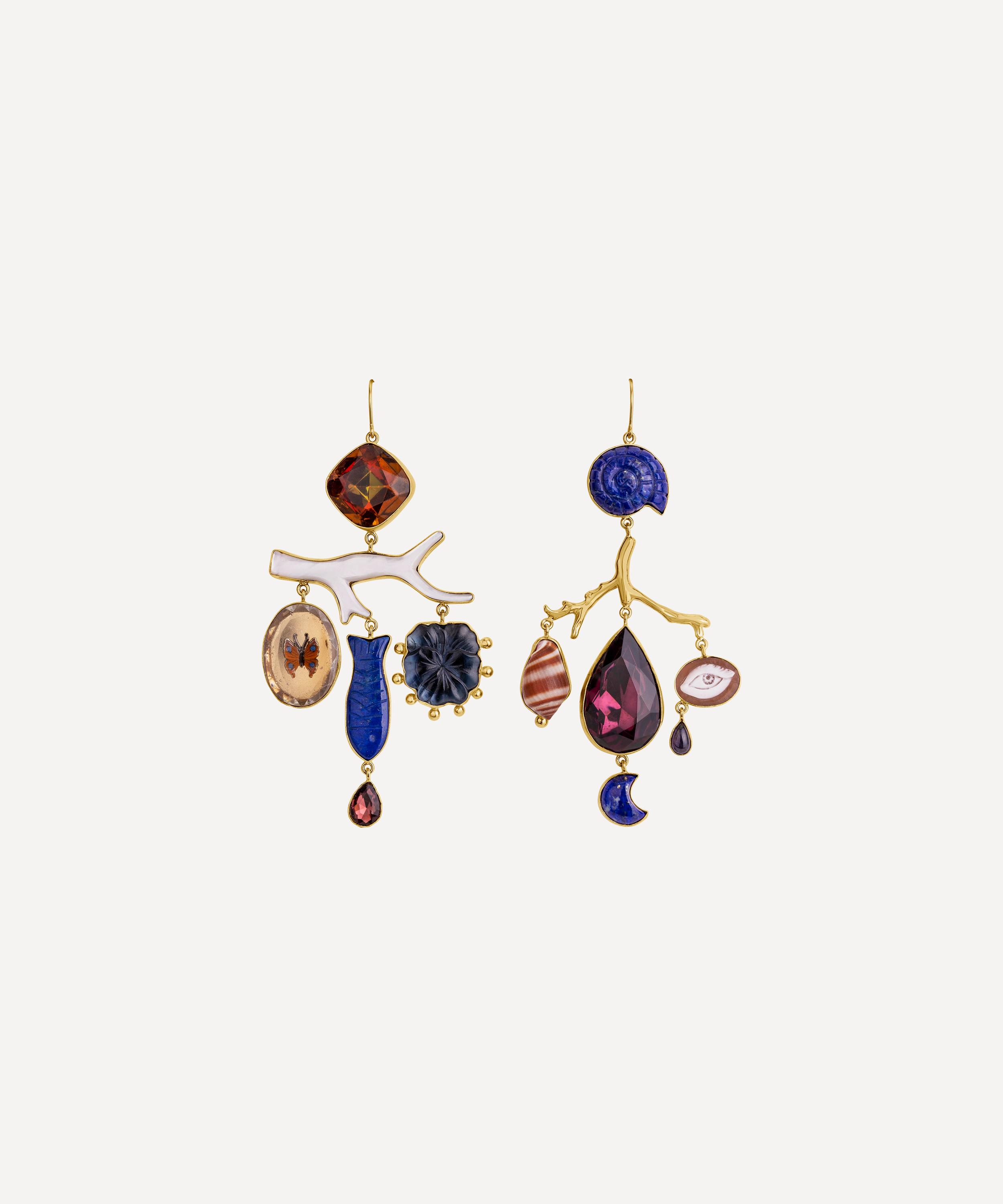GRAINNE MORTON GRAINNE MORTON 18CT GOLD-PLATED BRANCH AND BUTTERFLY DROP EARRINGS 