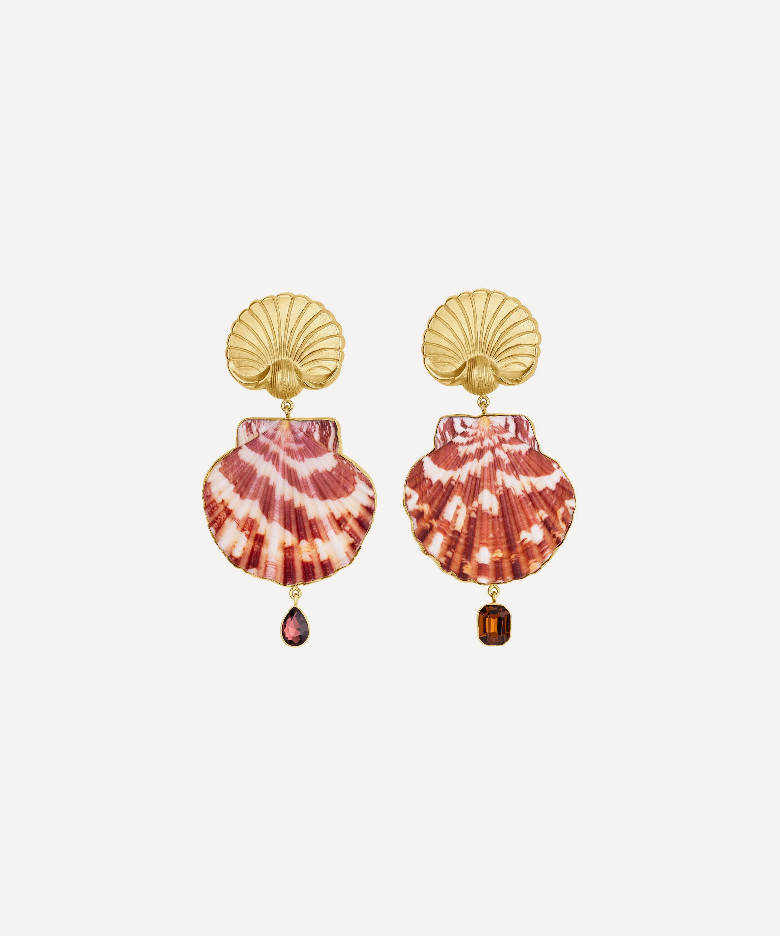 GRAINNE MORTON GRAINNE MORTON 18CT GOLD-PLATED SCALLOP DROP EARRINGS 