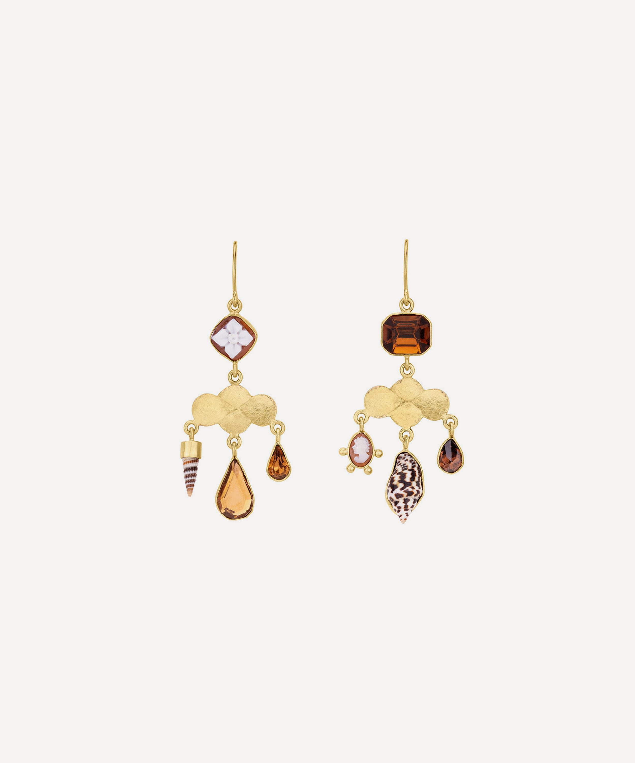 GRAINNE MORTON GRAINNE MORTON 18CT GOLD-PLATED GIRANDOLE SHELL DROP EARRINGS 