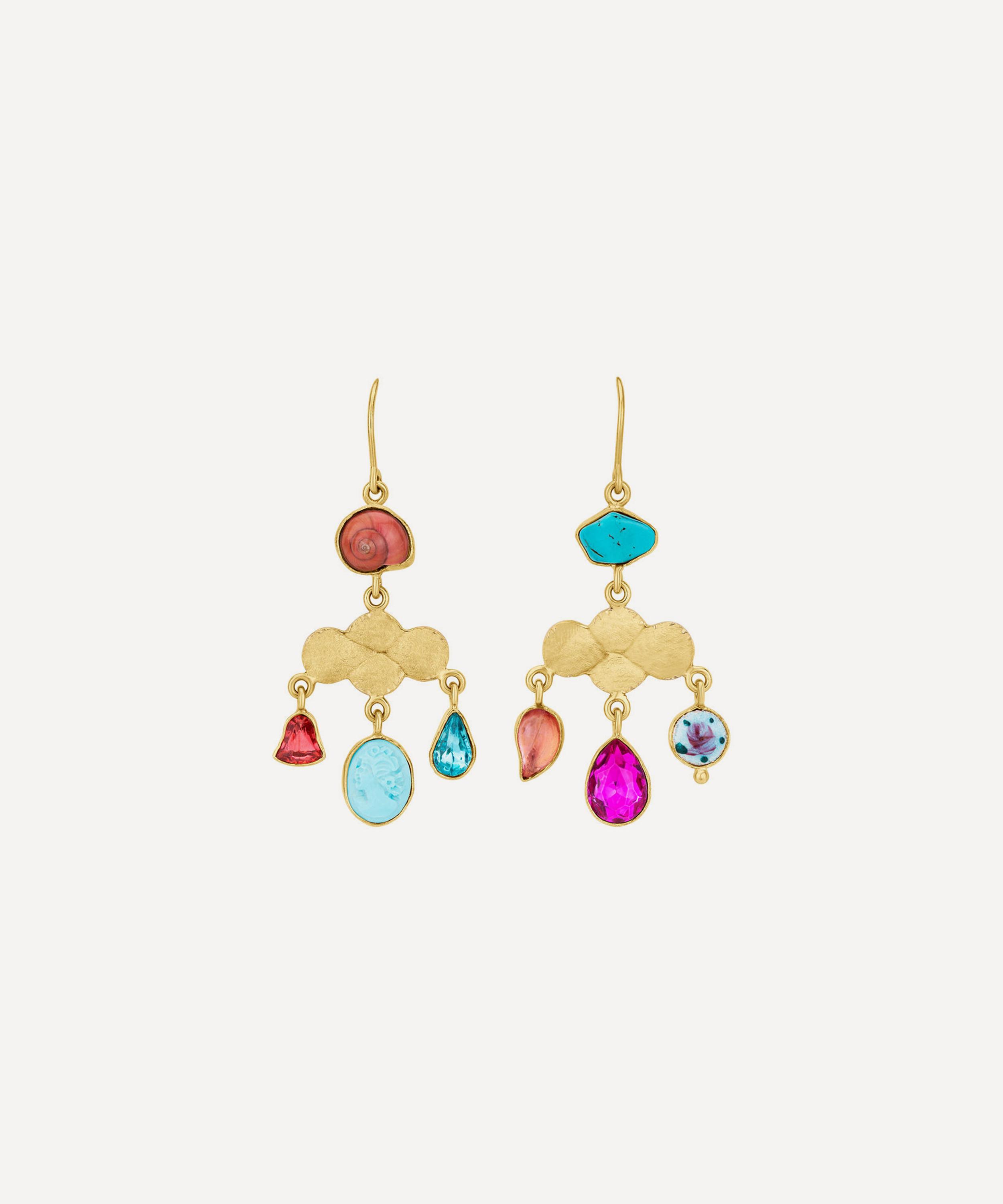 GRAINNE MORTON GRAINNE MORTON 18CT GOLD-PLATED GIRANDOLE TURQUOISE DROP EARRINGS 