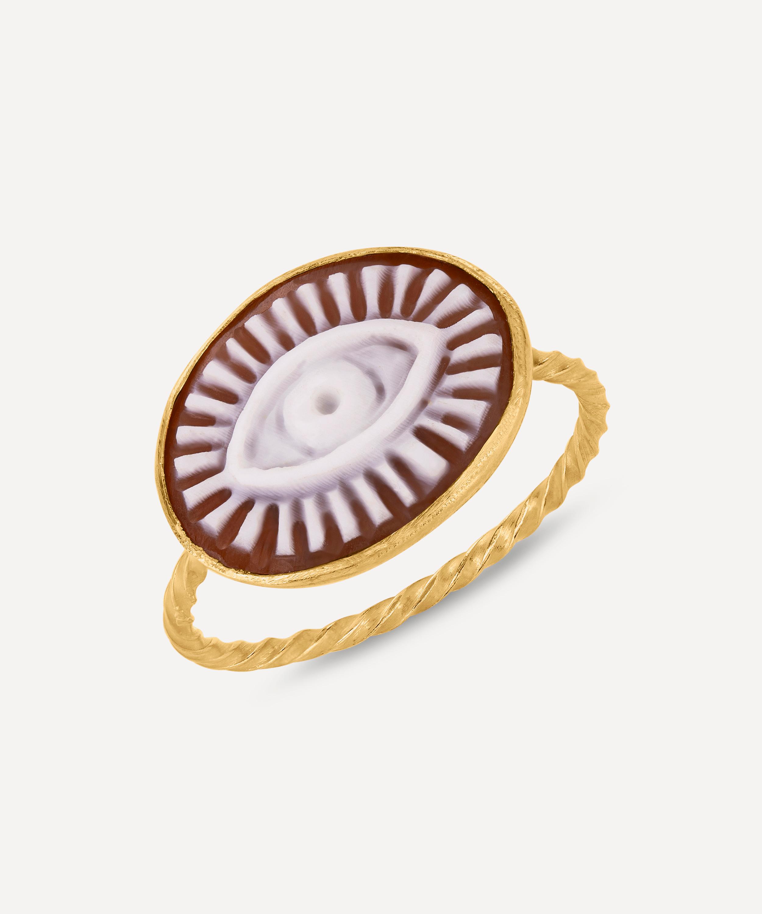 GRAINNE MORTON GRAINNE MORTON 18CT GOLD-PLATED CARLELIAN CAMEO EYE RING 