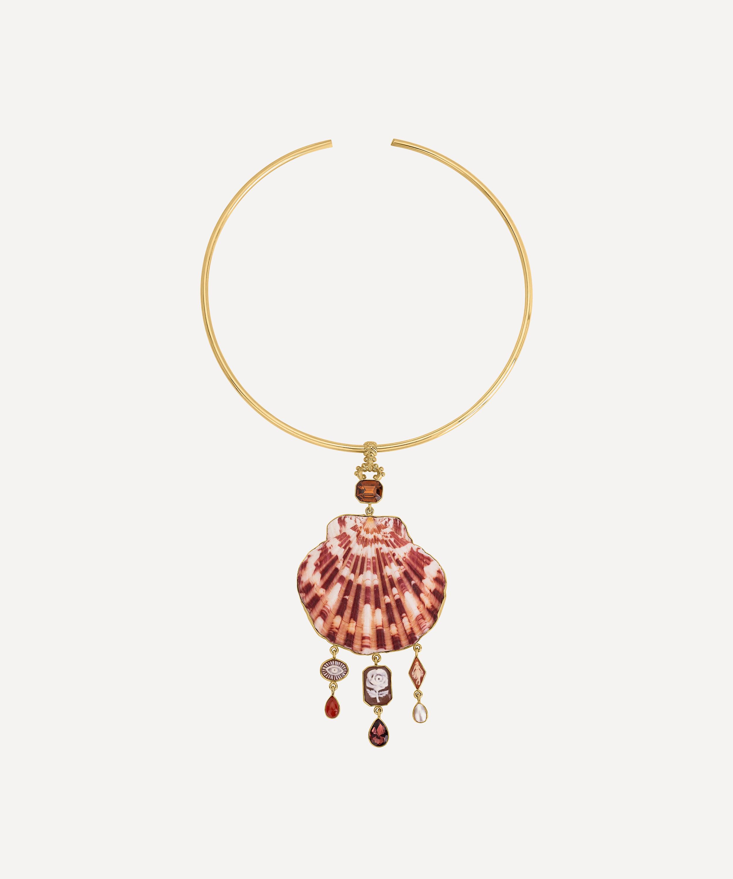 GRAINNE MORTON GRAINNE MORTON 18CT GOLD-PLATED SCALLOP SHELL TORQUE NECKLACE 