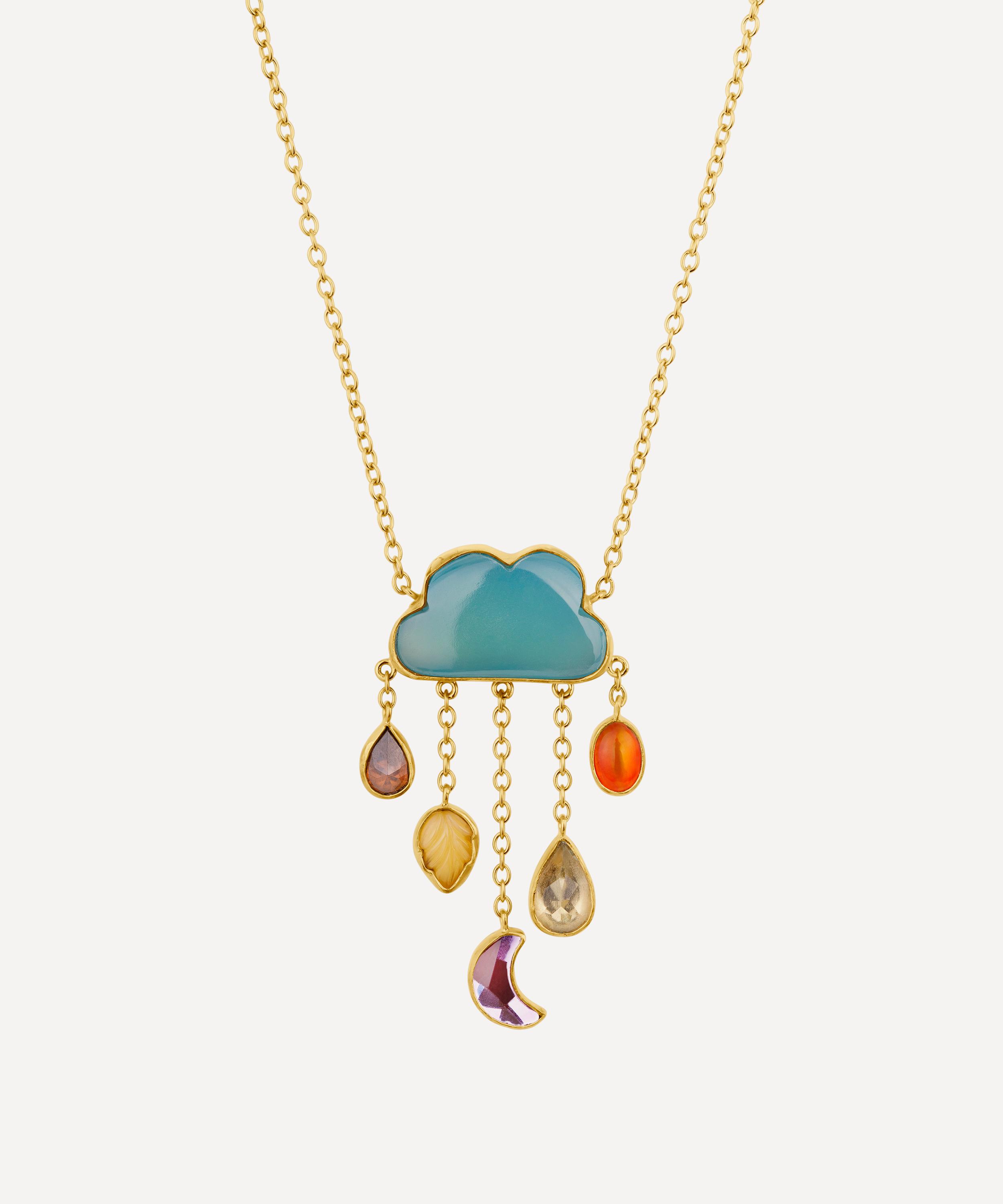 GRAINNE MORTON GRAINNE MORTON 18CT GOLD-PLATED CLOUD AND RAIN BLUE CHALCEDONY CHAIN DROP NECKLACE 