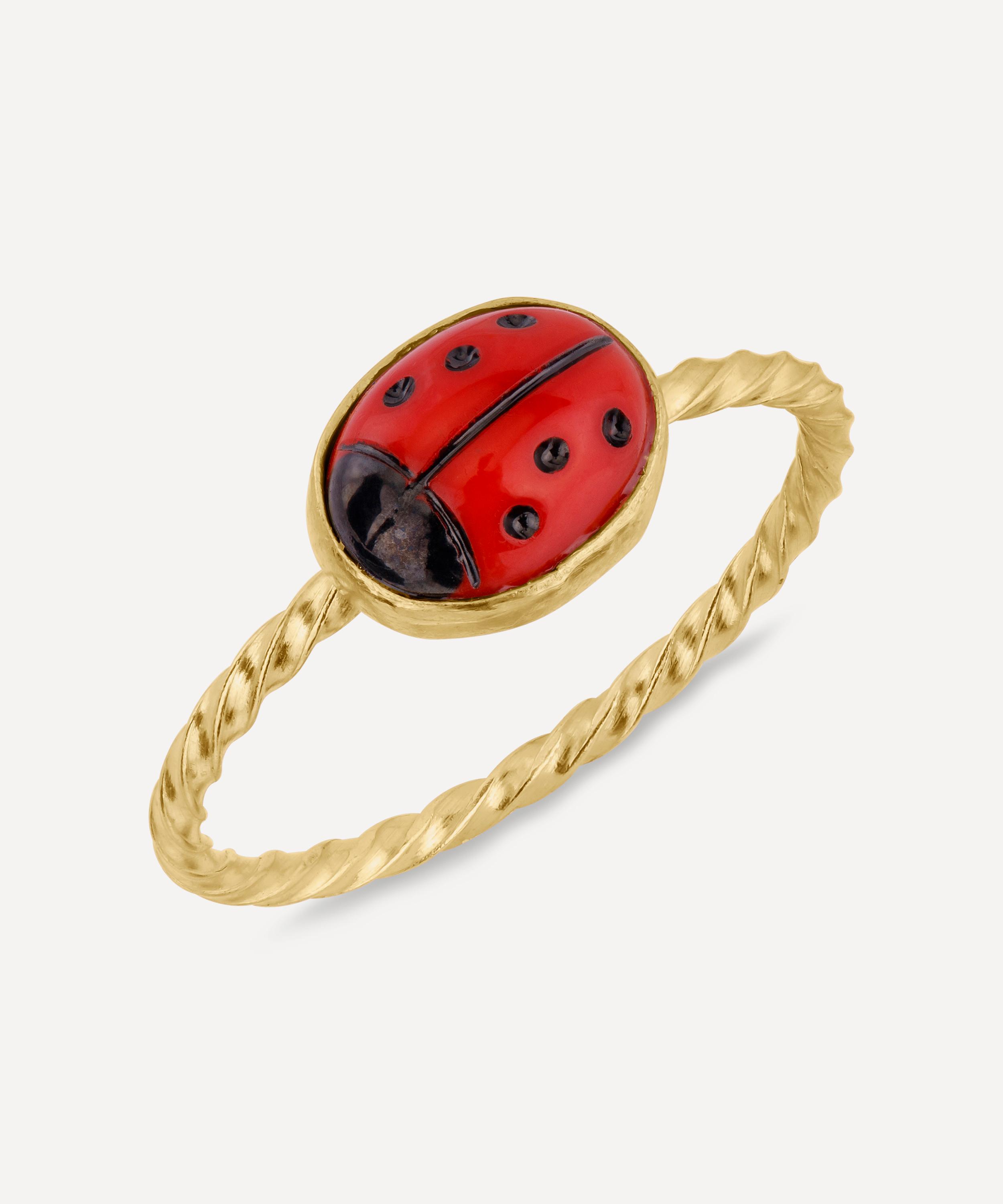 GRAINNE MORTON GRAINNE MORTON 18CT GOLD-PLATED LADYBIRD RING 