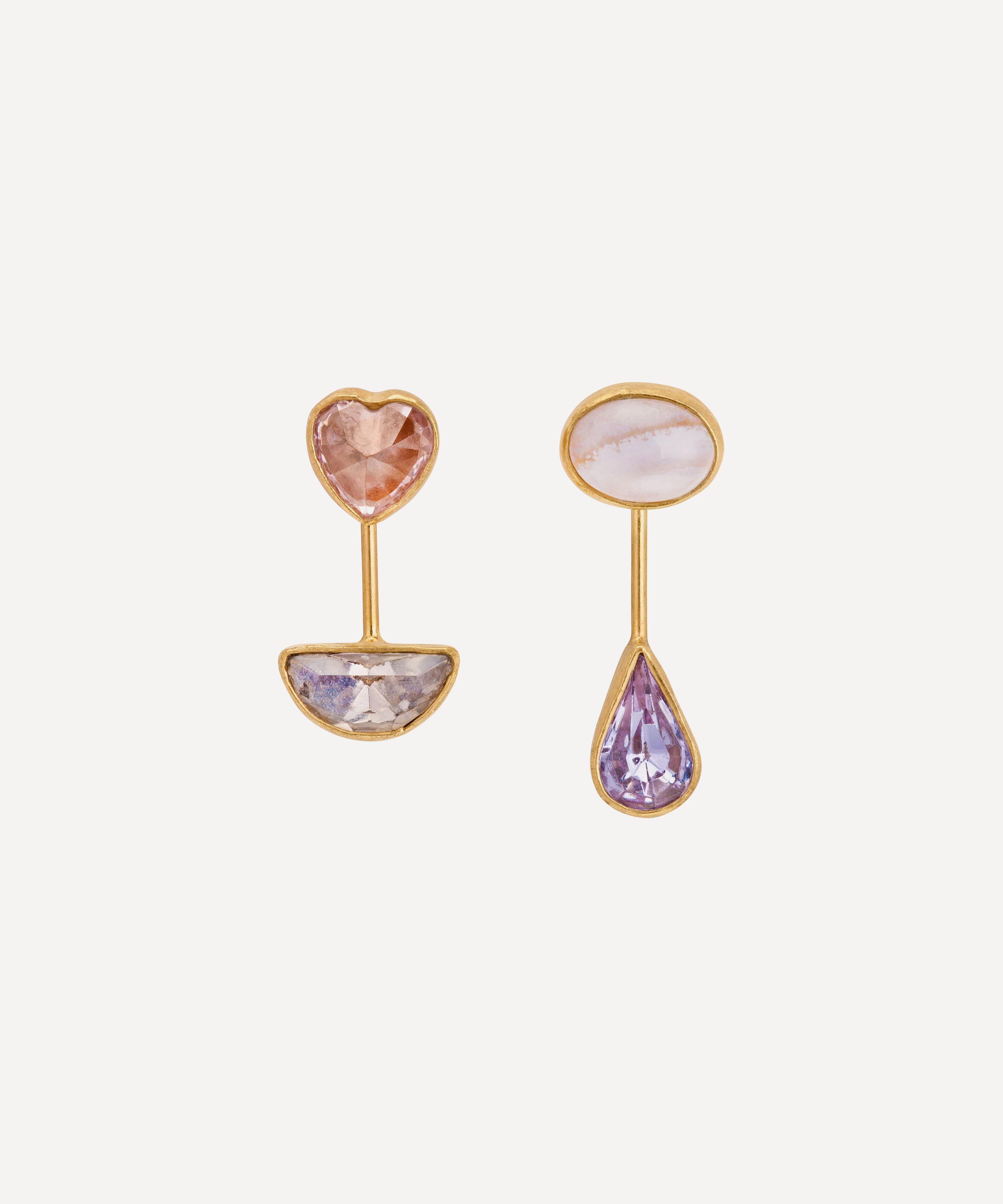 GRAINNE MORTON GRAINNE MORTON 18CT GOLD-PLATED DETACHABLE BLUE LACE AGATE DROP EARRINGS 