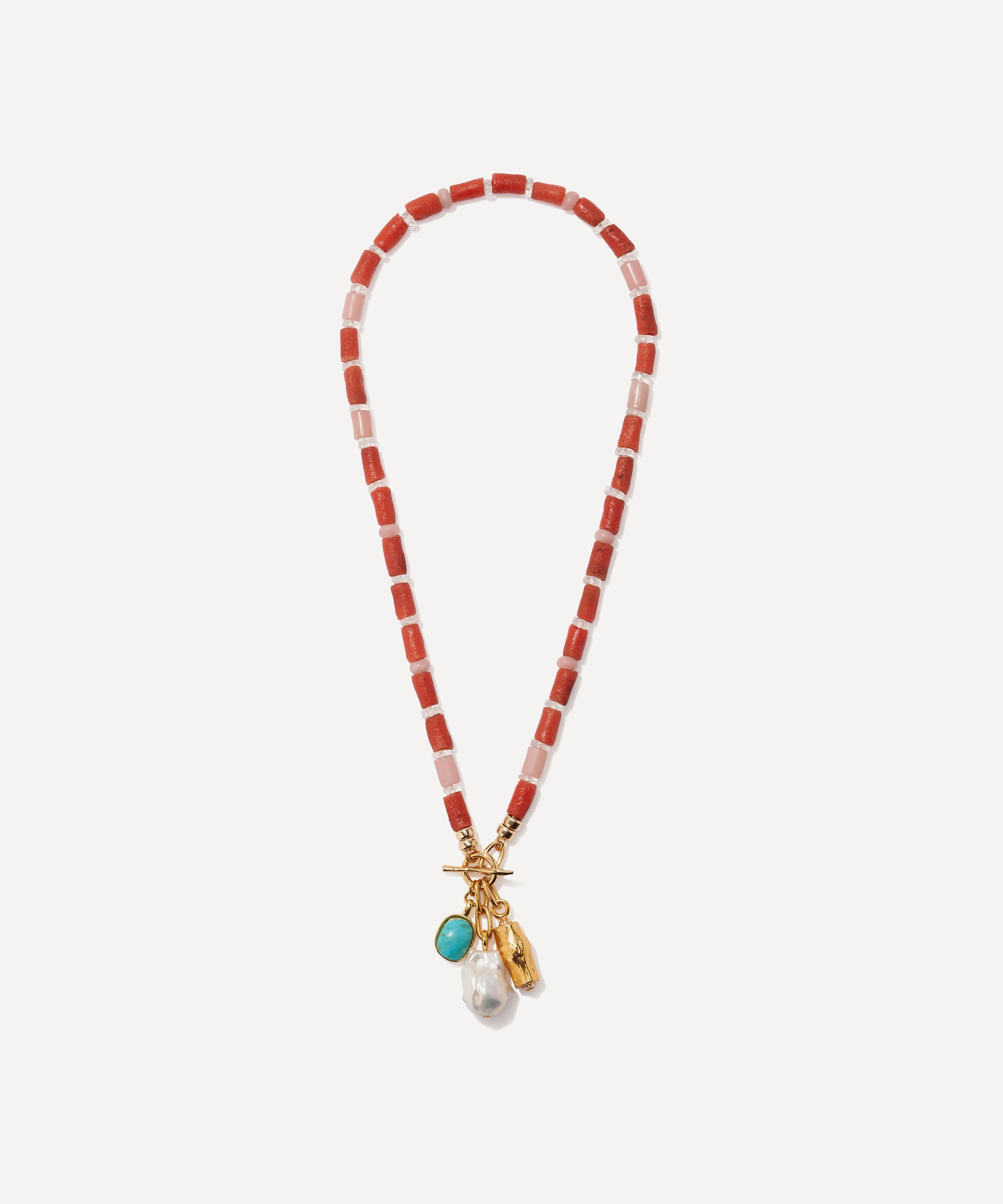 LIZZIE FORTUNATO LIZZIE FORTUNATO GOLD-PLATED RED SEA CHARM NECKLACE 