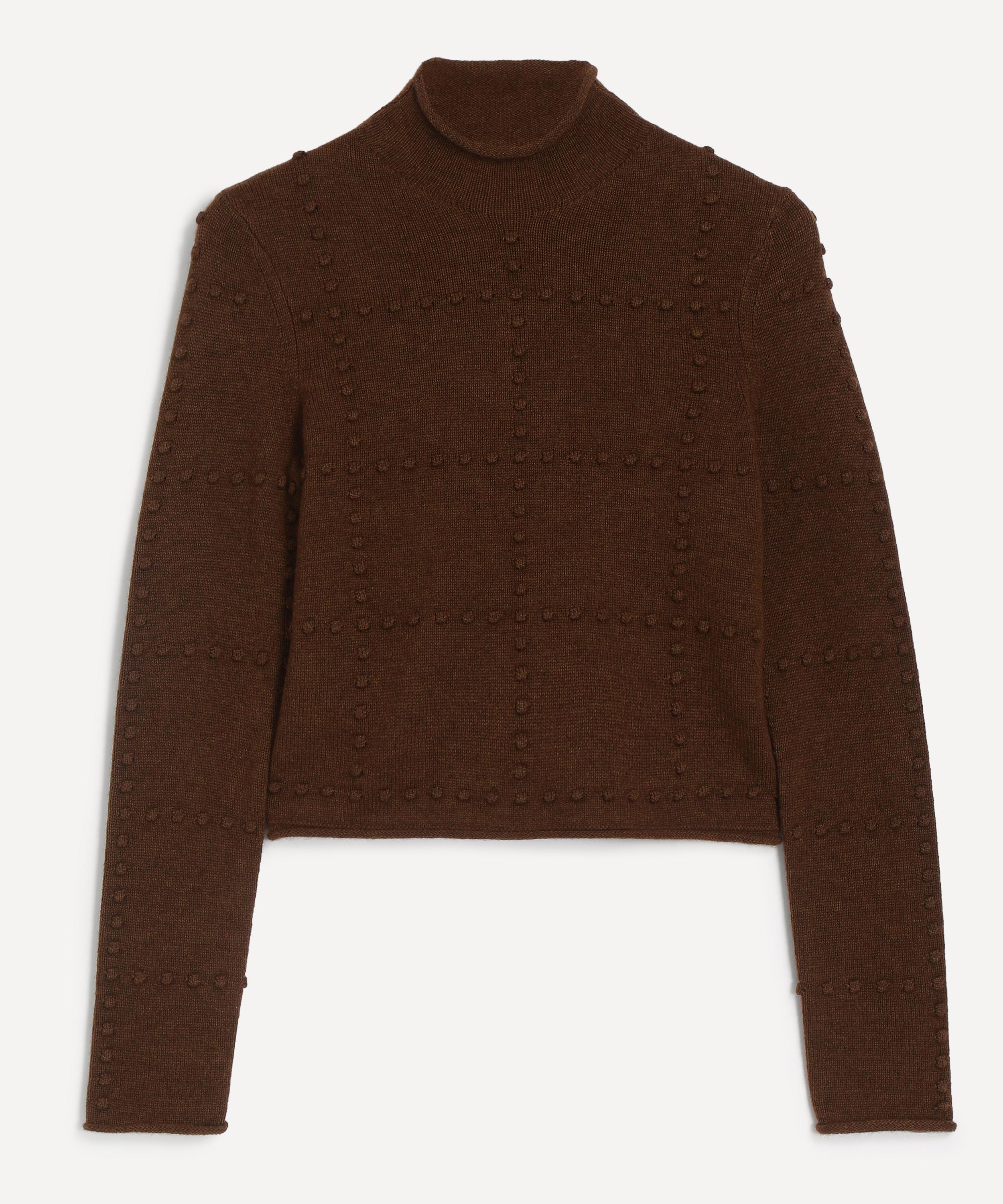 Guest In Residence Women's Wool-cashmere Popcorn Turtleneck Top In Brown