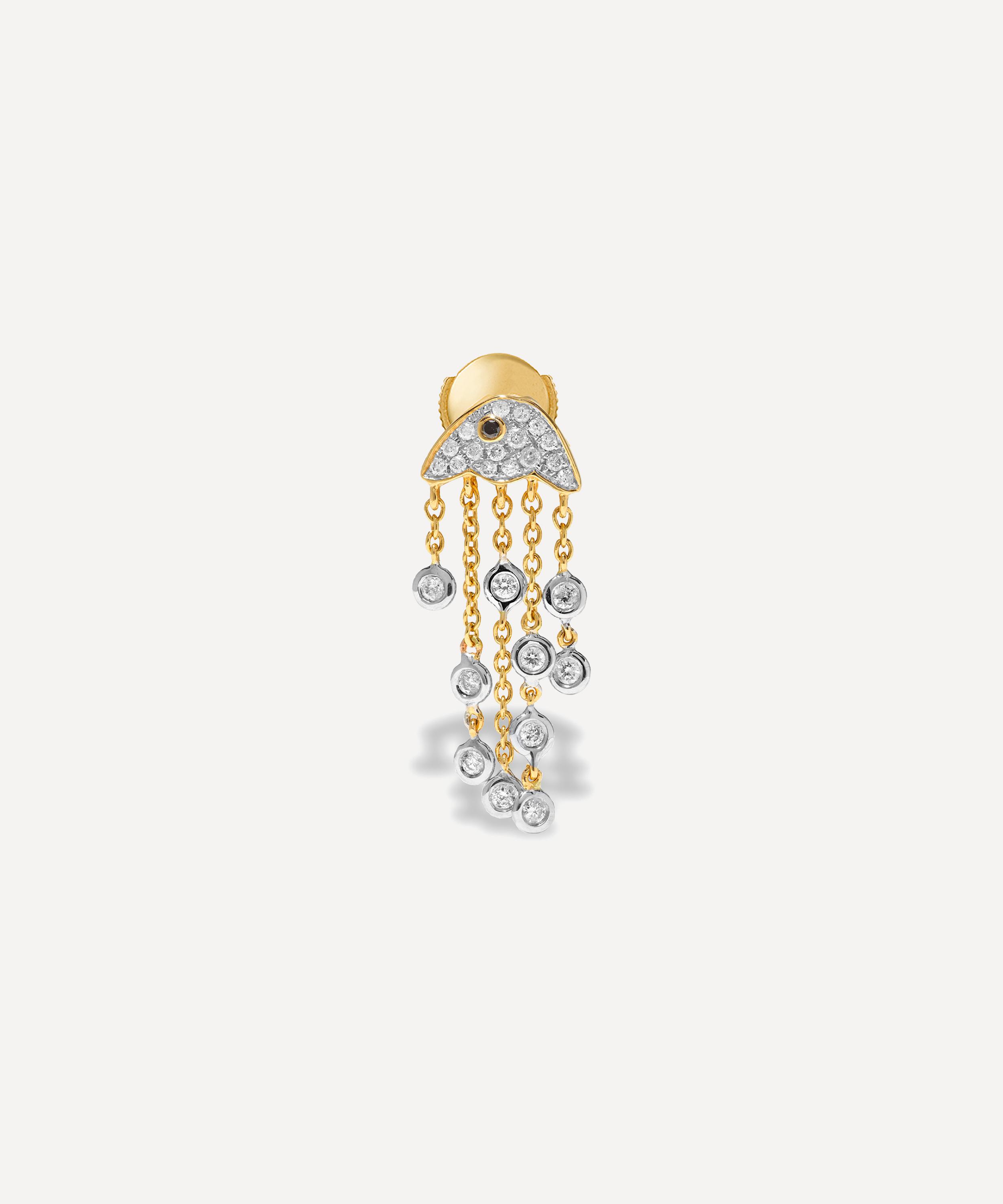 Yvonne Léon Yvonne Leon 18ct Gold Diamond Jellyfish Drop Earring