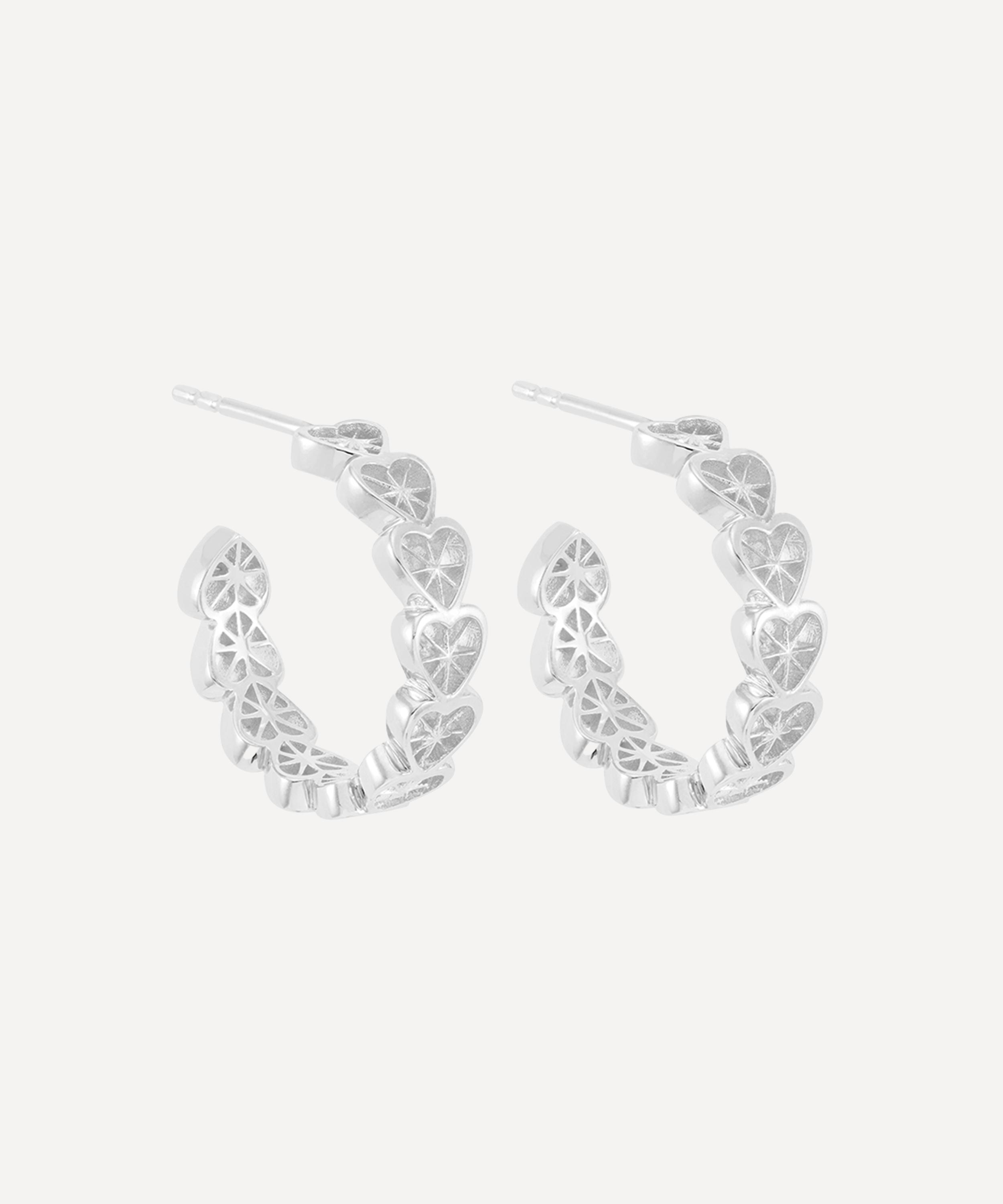 Rachel Jackson Sterling Silver Love Story Heart Hoop Earrings In White