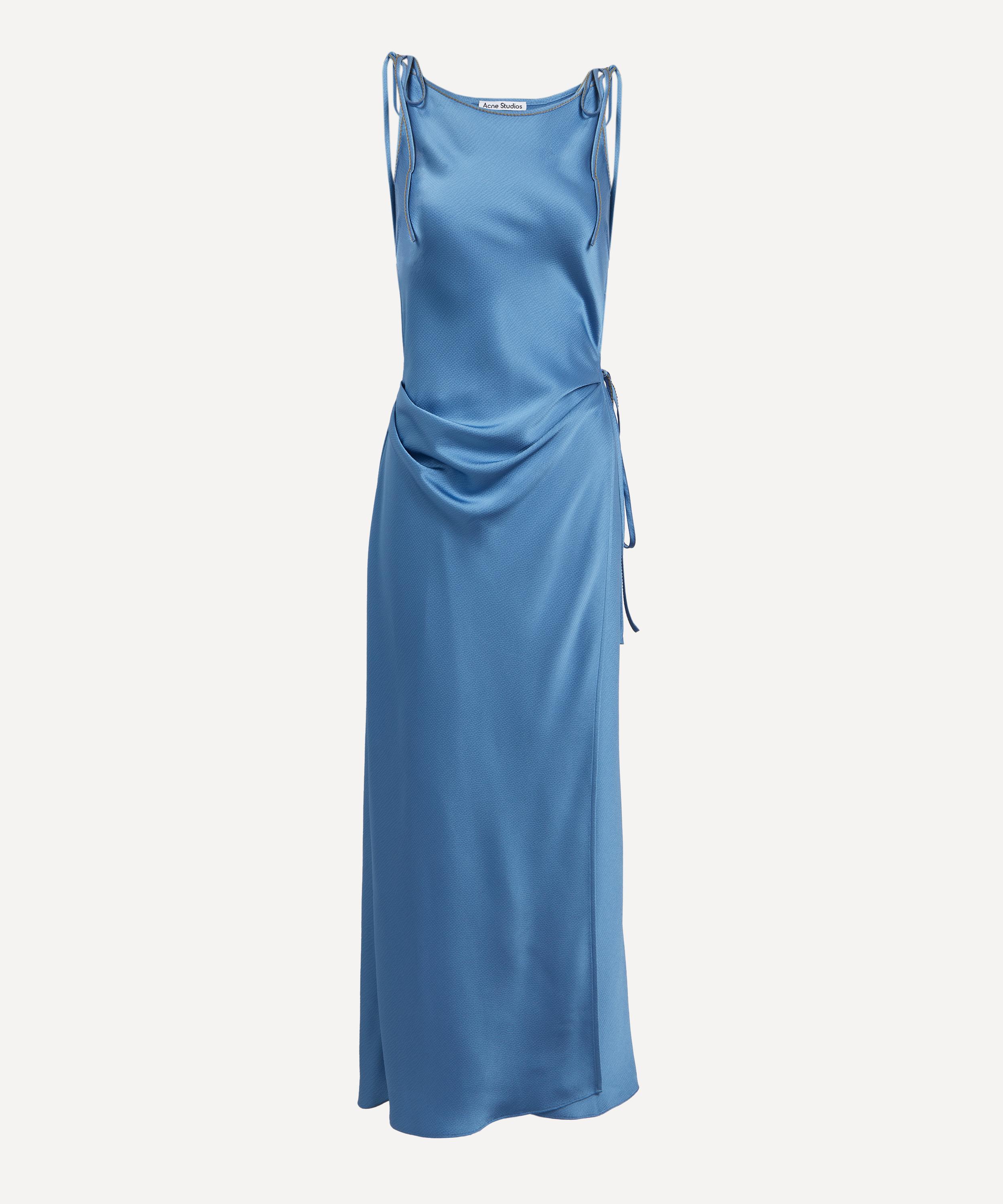 Sky Blue Satin Bias Cut Dress