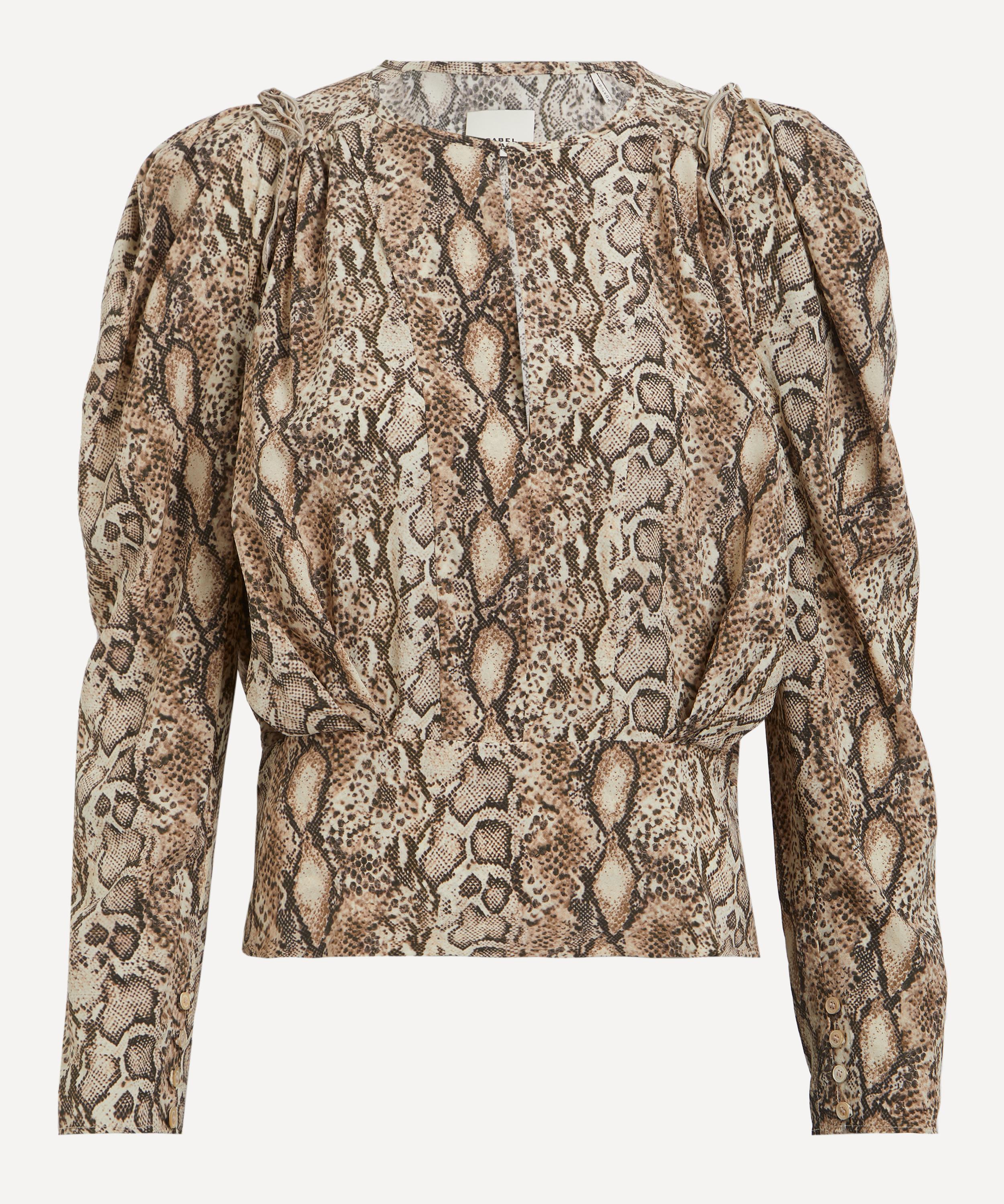 Isabel Marant Women's Zarga Silk-blend Python Print Blouse In Sand