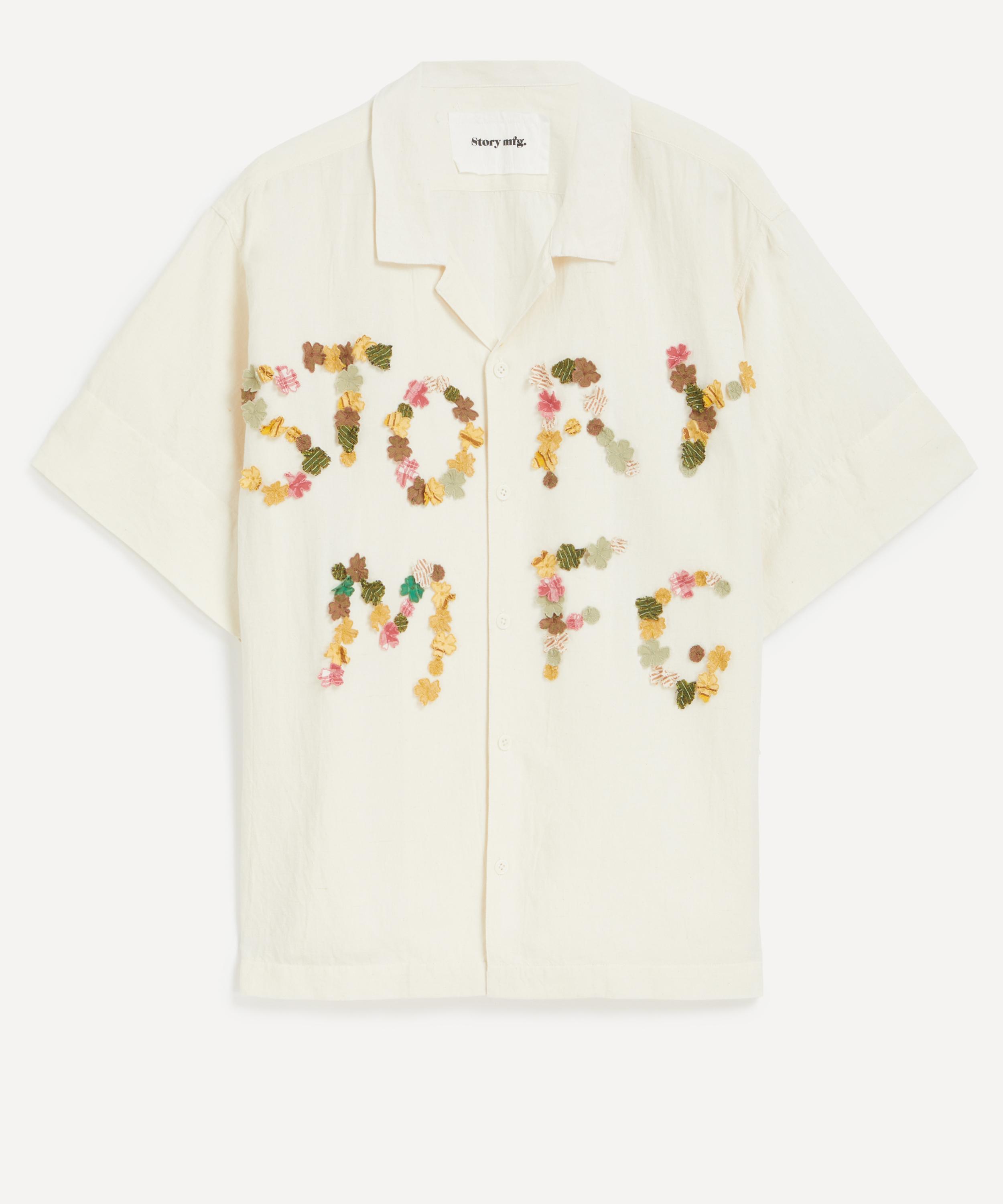 Story Mfg. Mens Ecru Greetings Relaxed-fit Cotton And Linen Shirt In Neutral