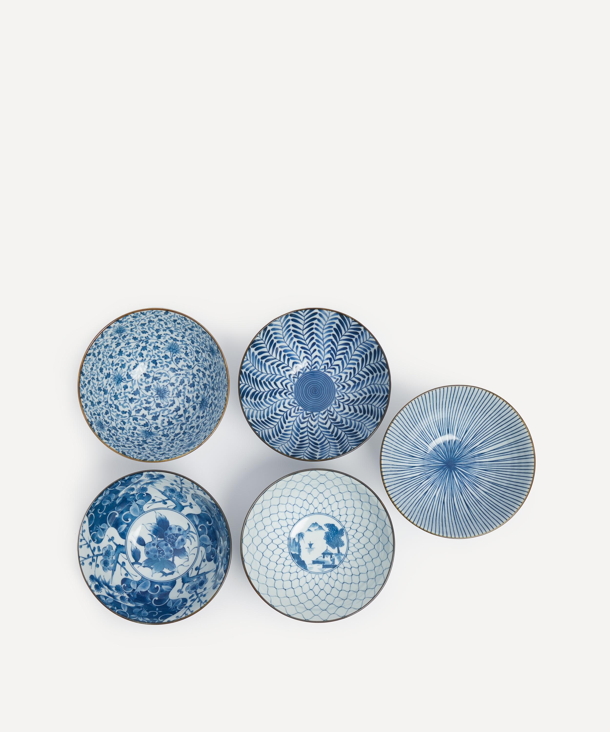 Nishikawa Japan Indigo Designs Bowl Set Of Five