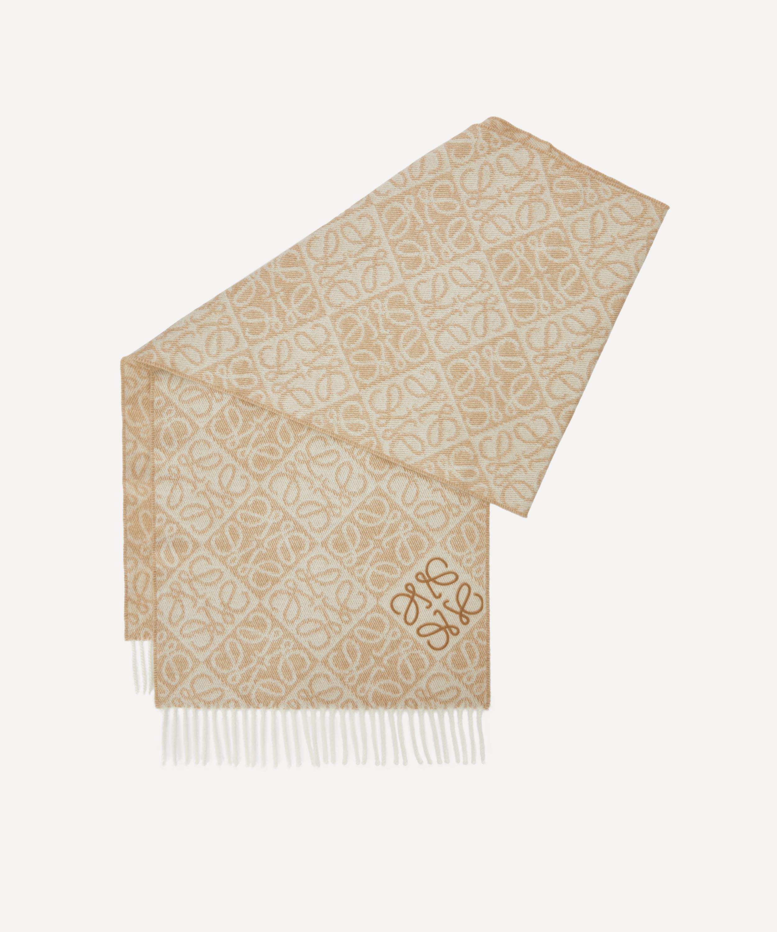 Loewe Womens  Anagram-pattern Wool And Cashmere-blend Scarf