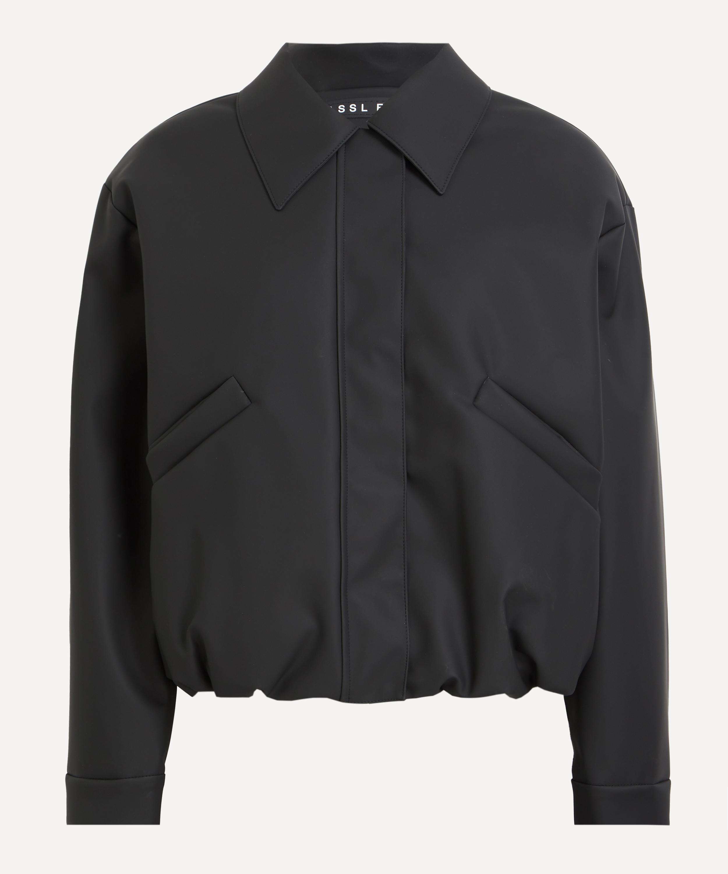 KASSL EDITIONS KASSL EDITIONS WOMEN'S BLACK SHORT RUBBER BOMBER JACKET 