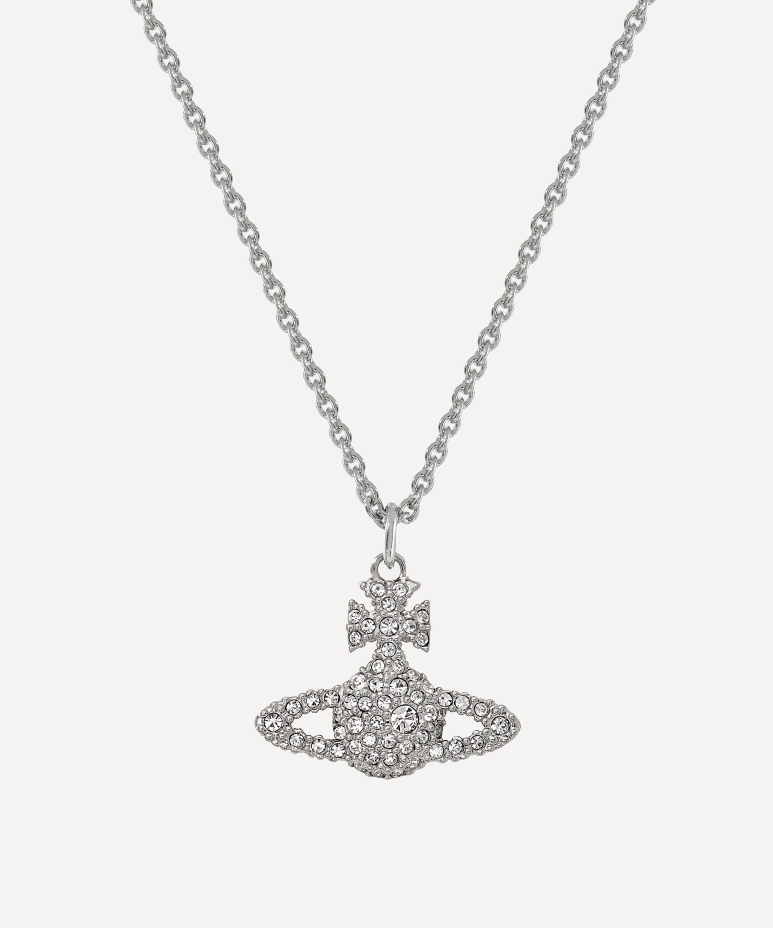Vivienne Westwood Grace Bas Relief Pendant Necklace Silver Cubic Zirconia Women