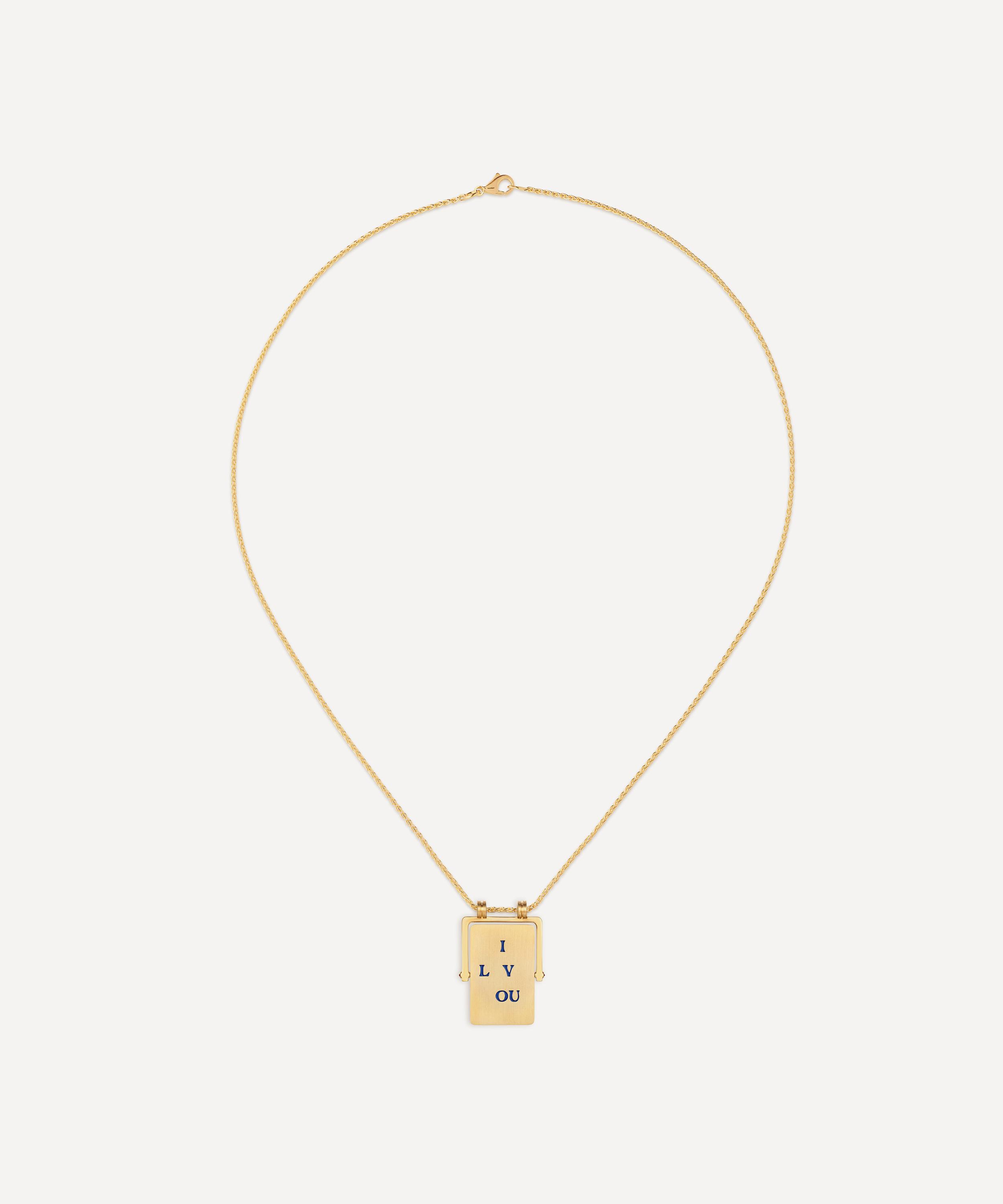 MARIE LICHTENBERG MARIE LICHTENBERG 18CT GOLD LOVE YOU SPINNING SCAPULAR PENDANT NECKLACE 