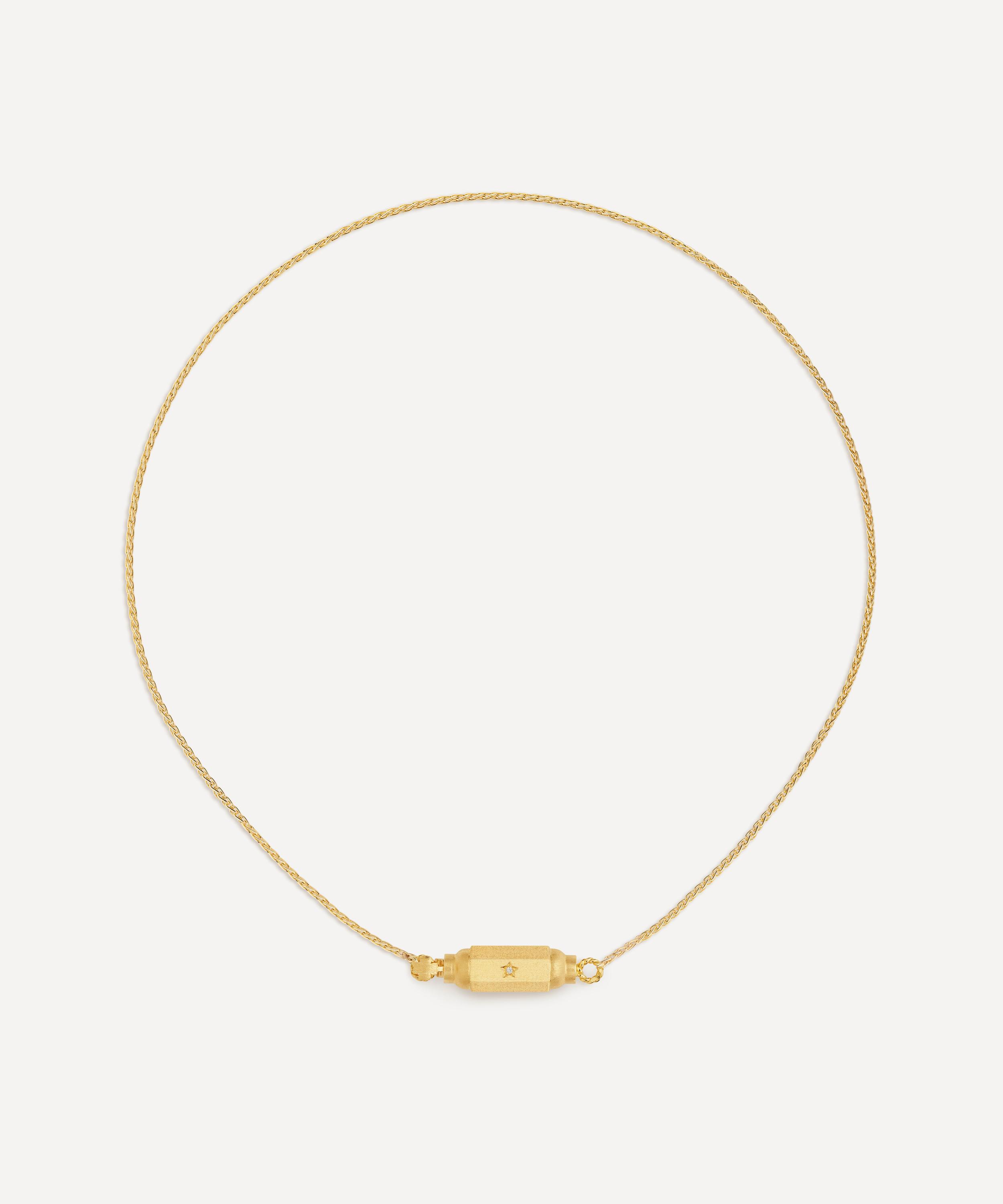 Shop Marie Lichtenberg 18ct Gold Micro Coco Diamond Locket Necklace