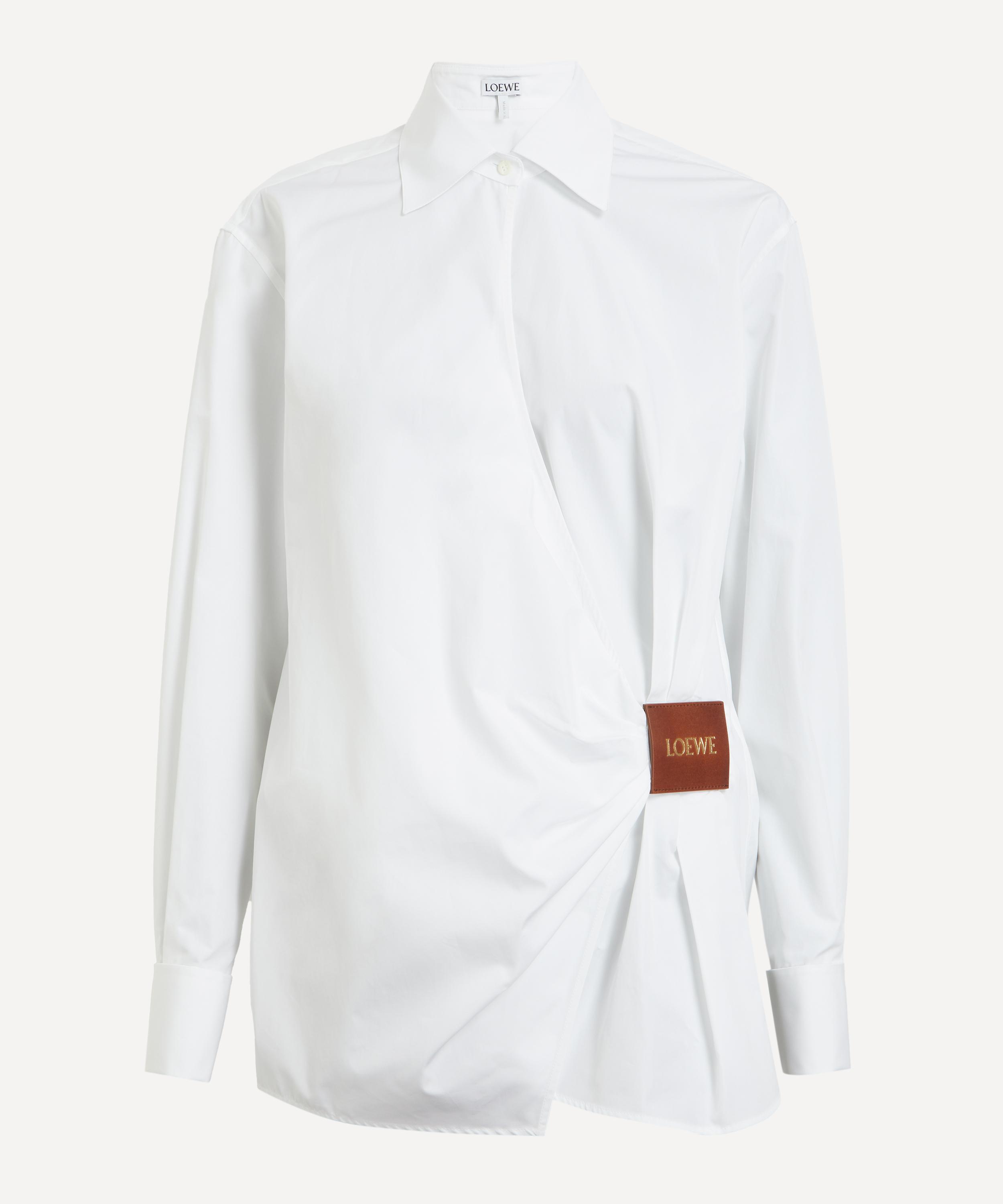 Loewe Draped Cotton Wrap Shirt With Collared Neck In White