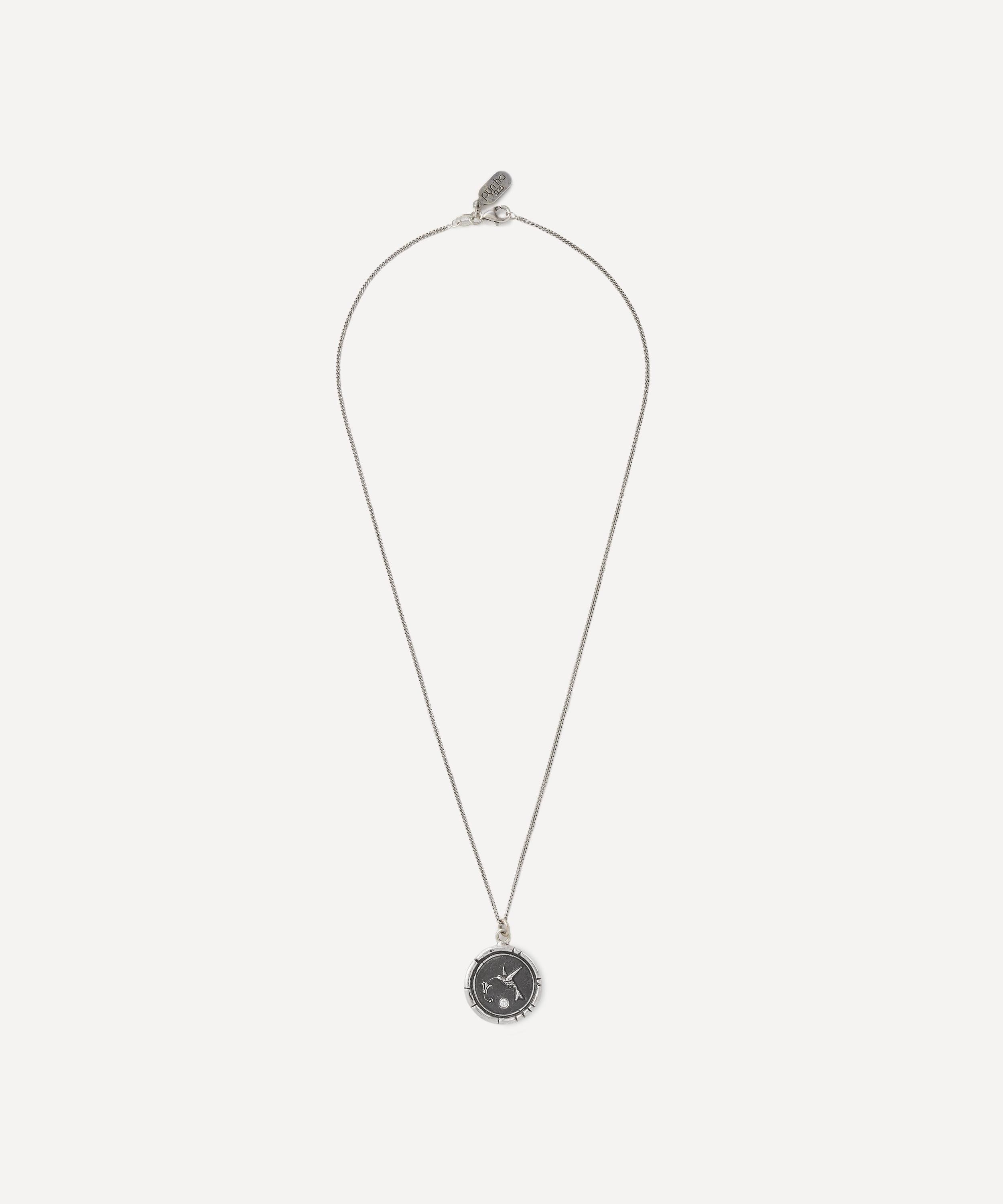 Pyrrha Sterling Silver Hummingbird Diamond Set Pendant Necklace