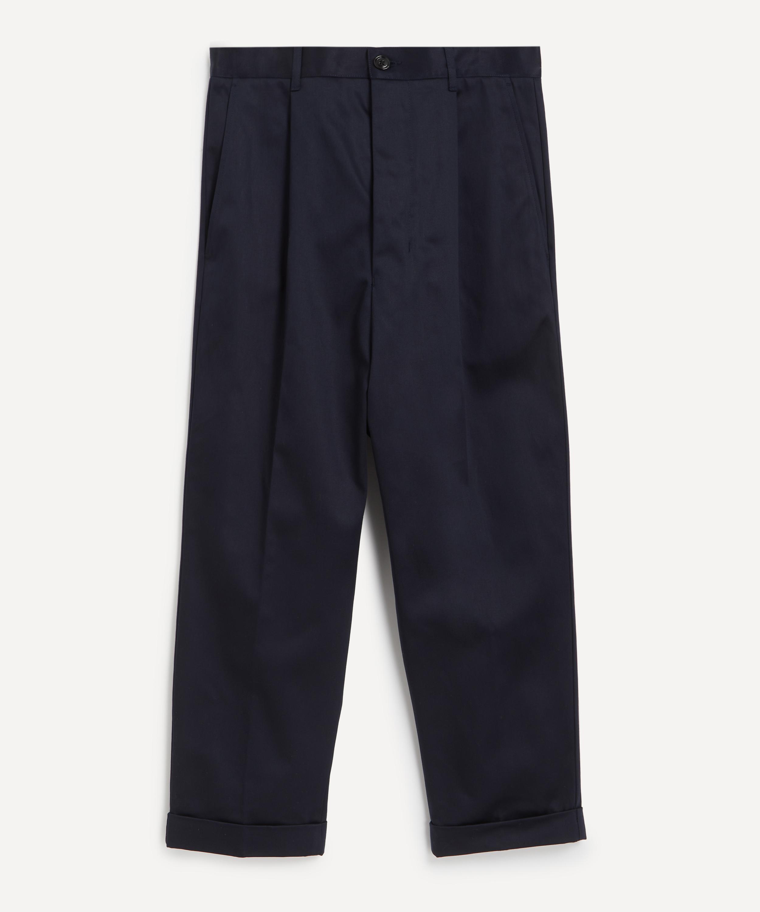 Ami Mens Navy Cotton Carrot Oversized Trousers Small