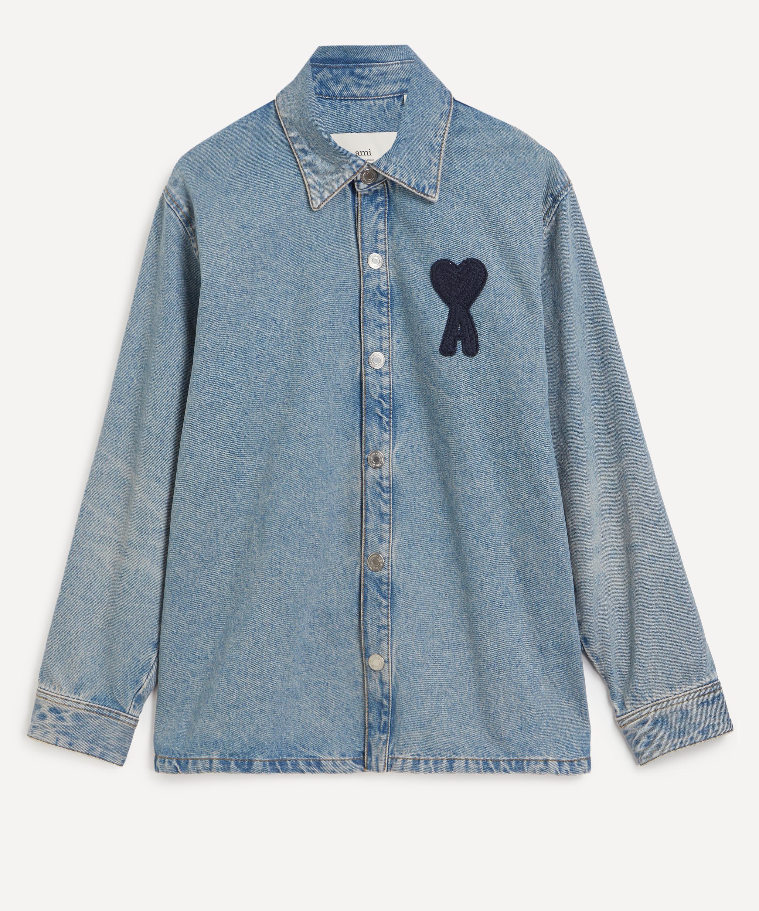 Shop Ami Alexandre Mattiussi Ami Mens Indigo Denim Overshirt