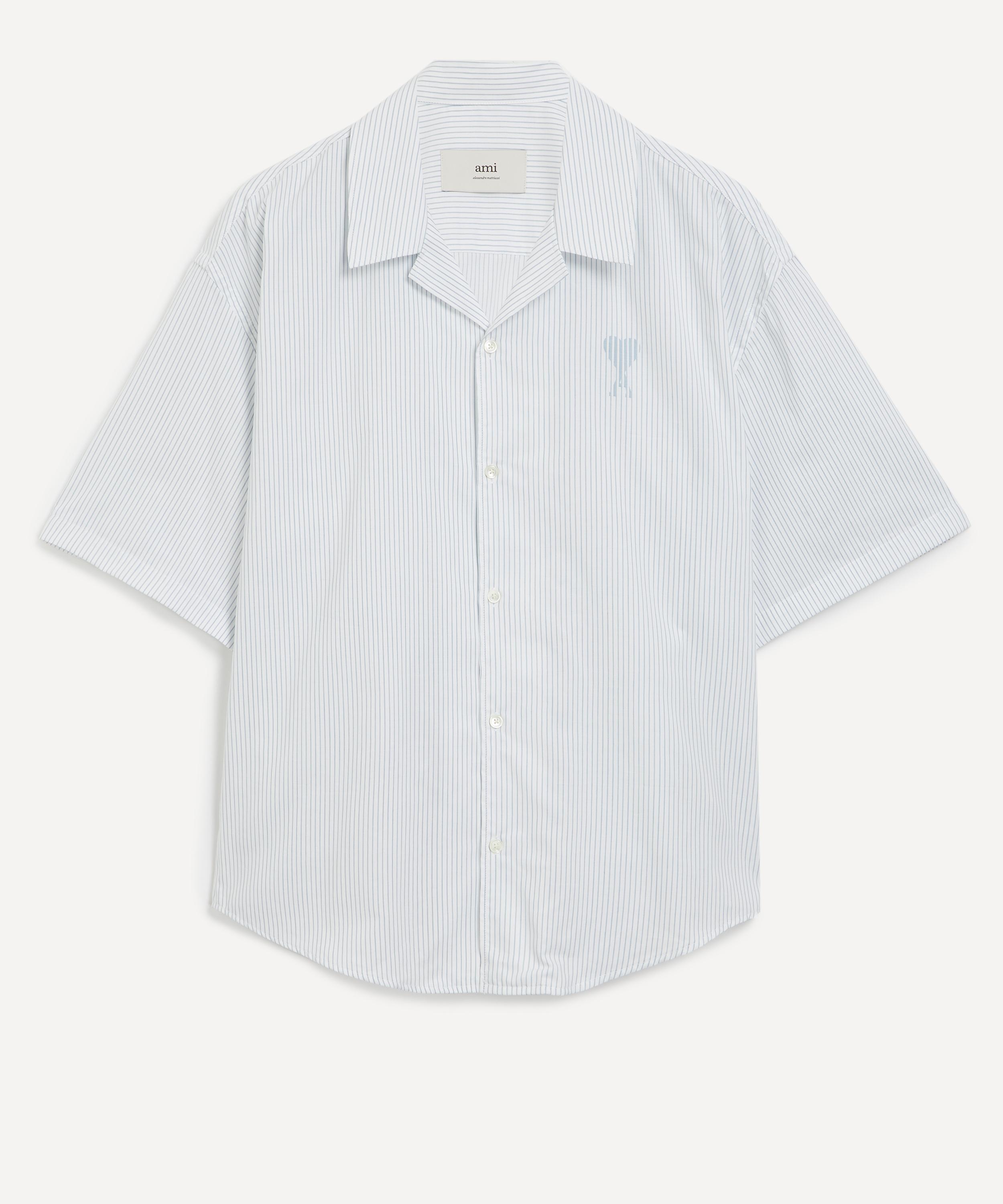AMI ALEXANDRE MATTIUSSI AMI MENS CAMP COLLAR STRIPED SHIRT 