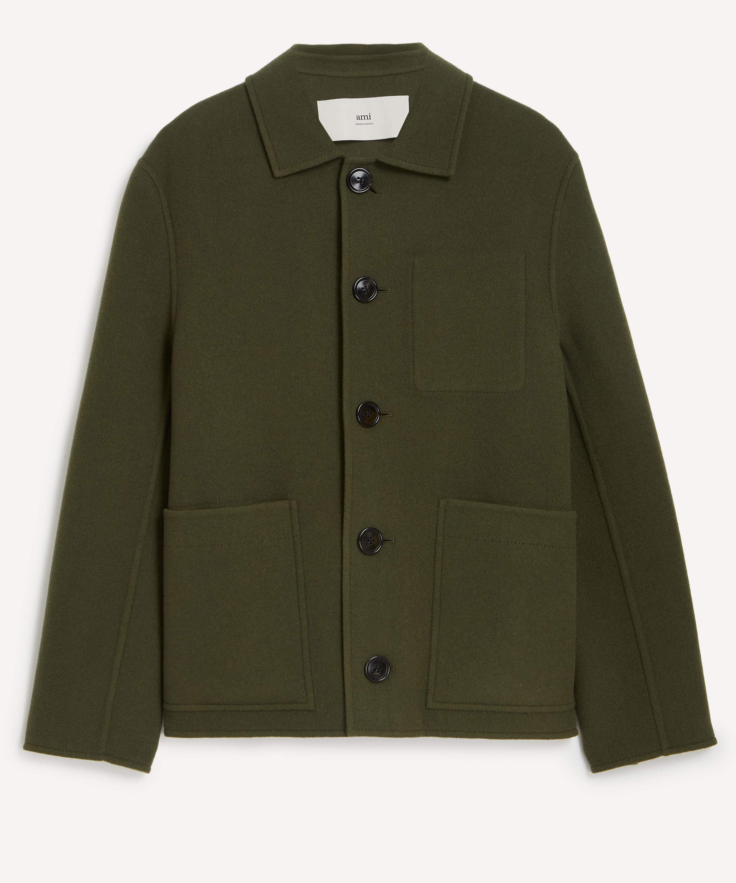 Ami Mens Green Boxy Buttoned Wool-Cashmere Jacket Loden