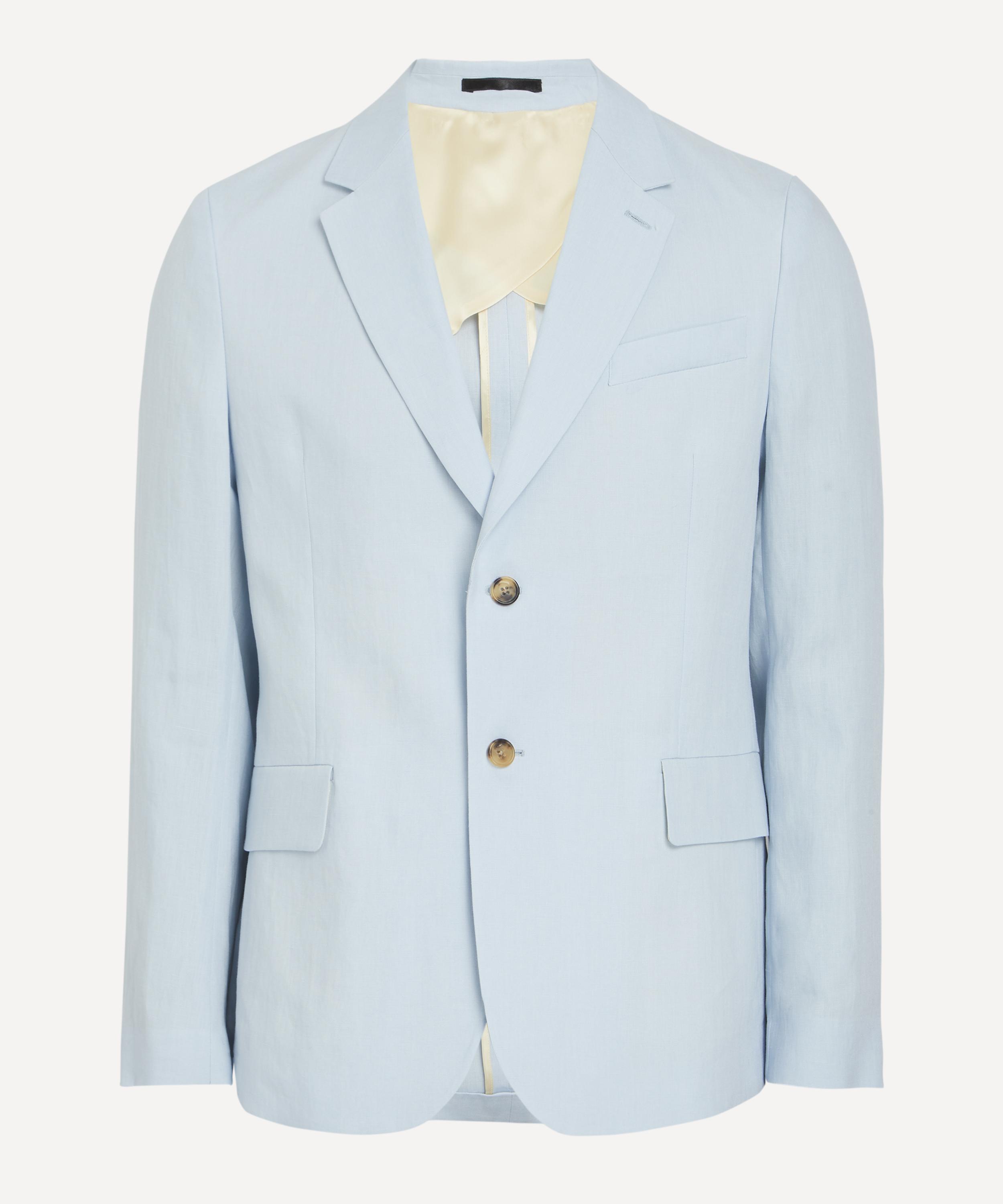 PAUL SMITH PAUL SMITH MENS LIGHT BLUE LINEN TAILORED BLAZER 