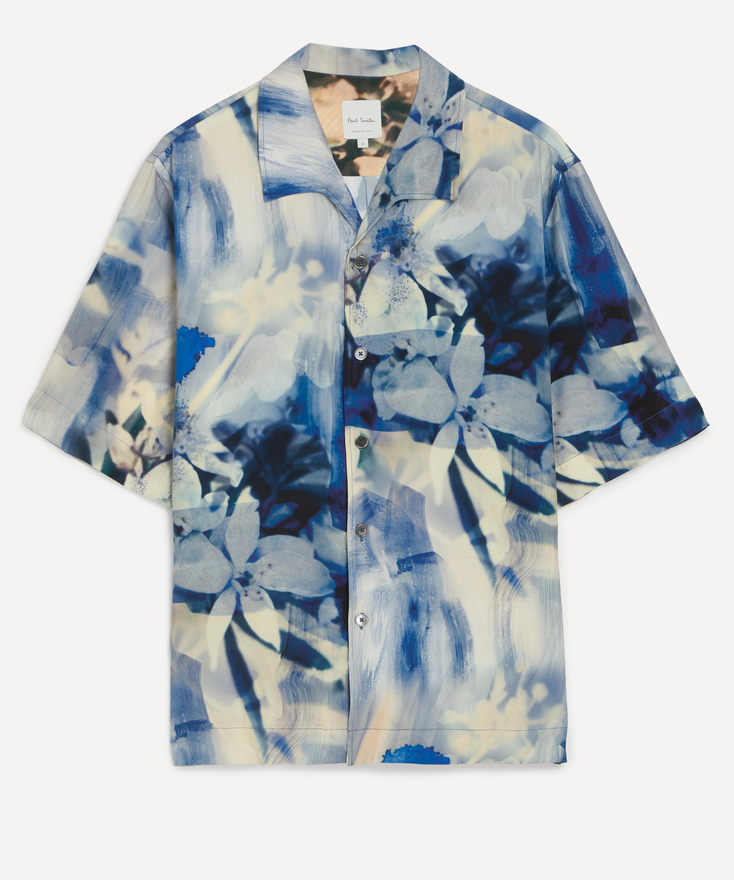 Shop Paul Smith Mens Blue Painted Photograph Short-sleeve Shirt