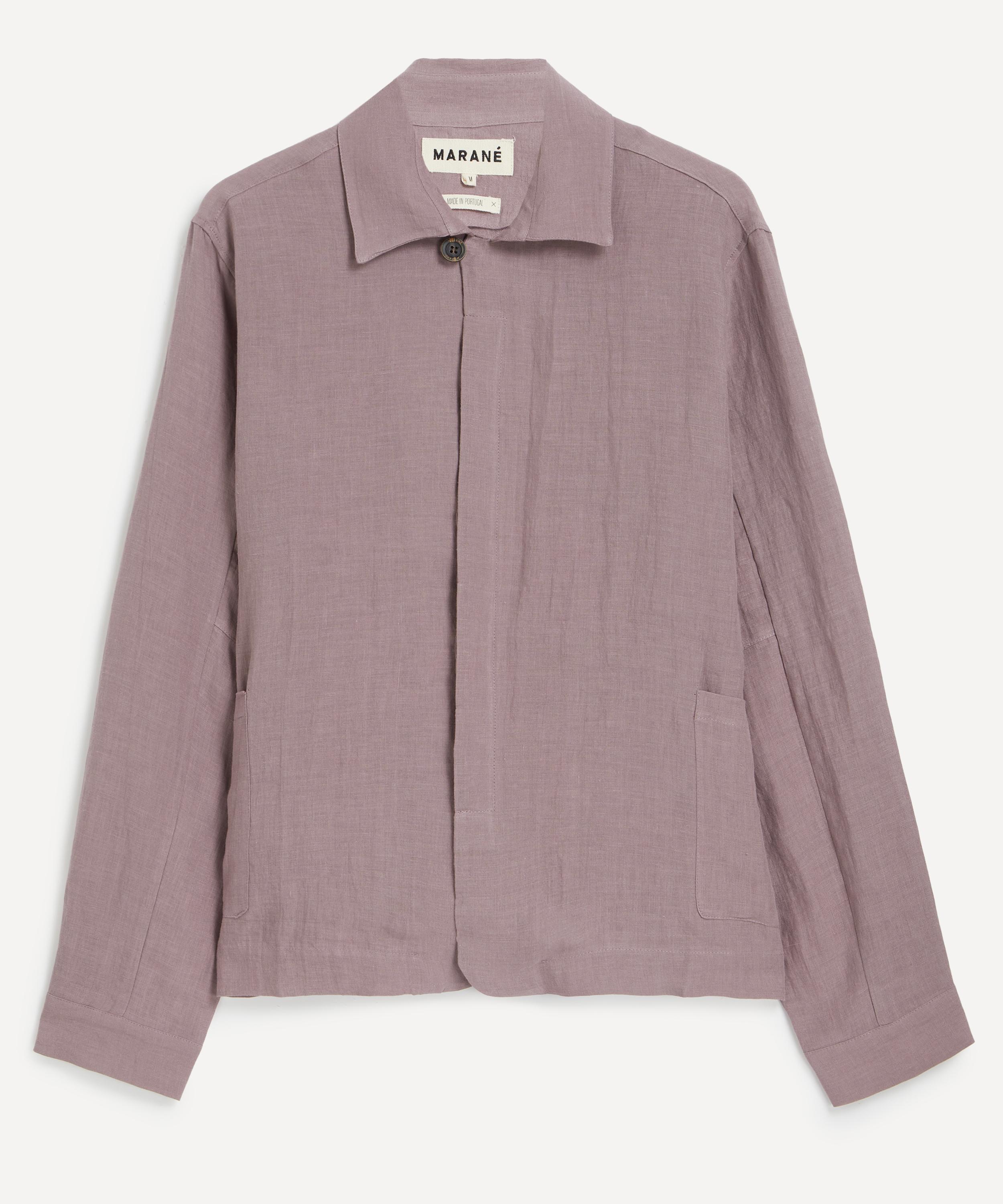 Marane Mens Dark Lavender Linen Jacket In Purple