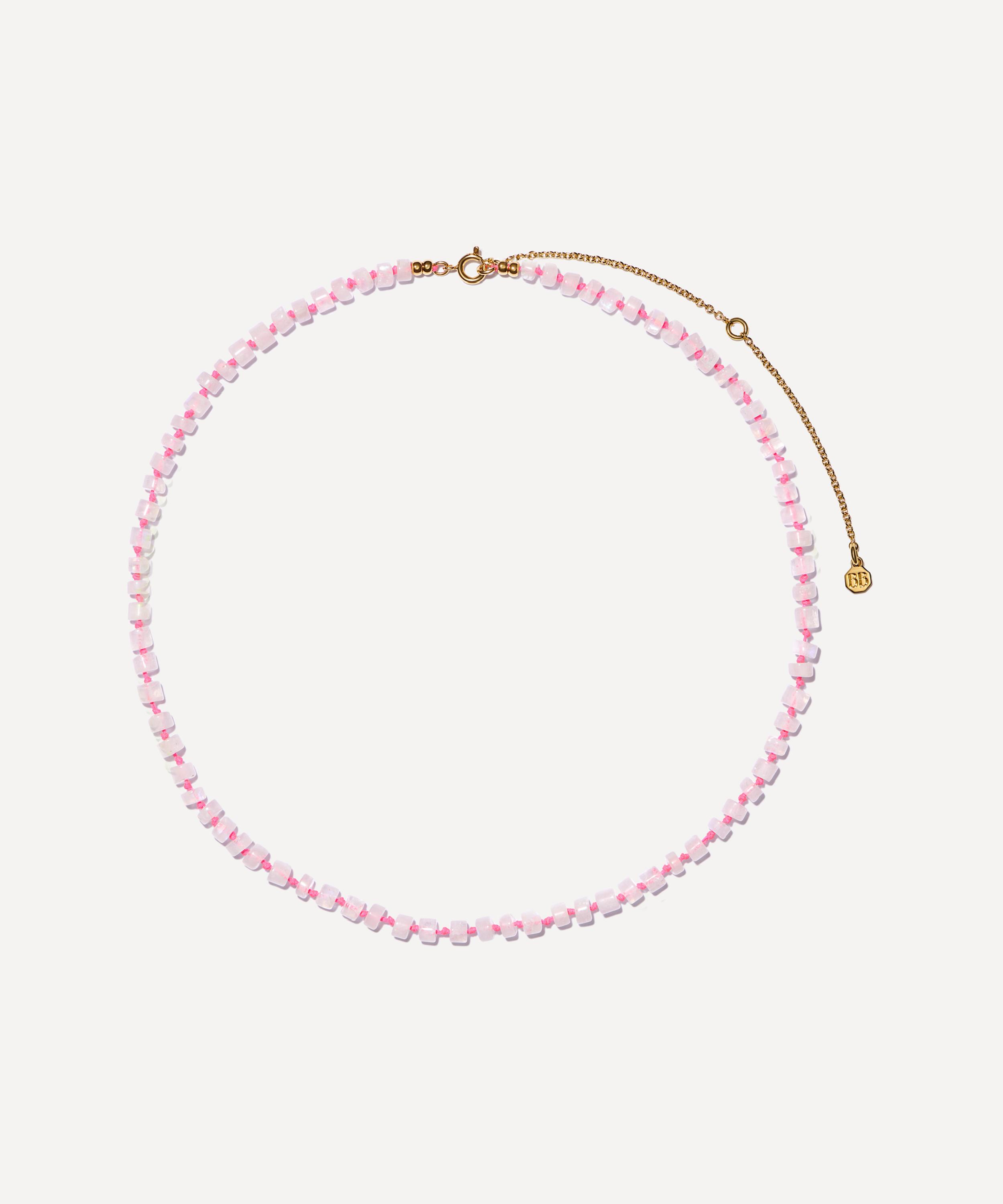 Bon Bon Jewellery Club 14ct Gold-plated Vermeil Brass New Beginnings Rainbow Moonstone Bead Necklace In Pink