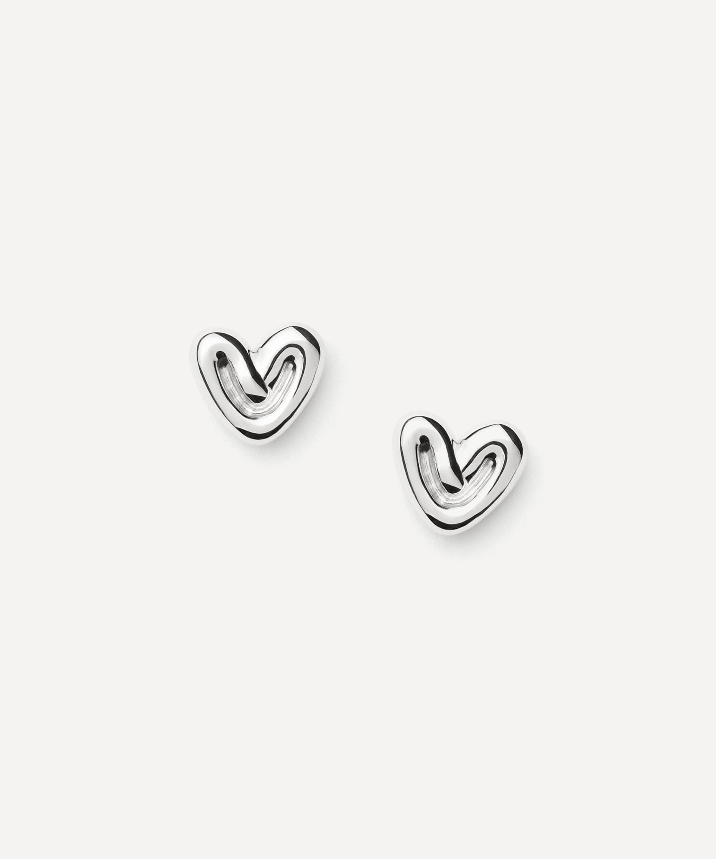 Missoma Rhodium-plated Puffy Heart Mini Stud Earrings