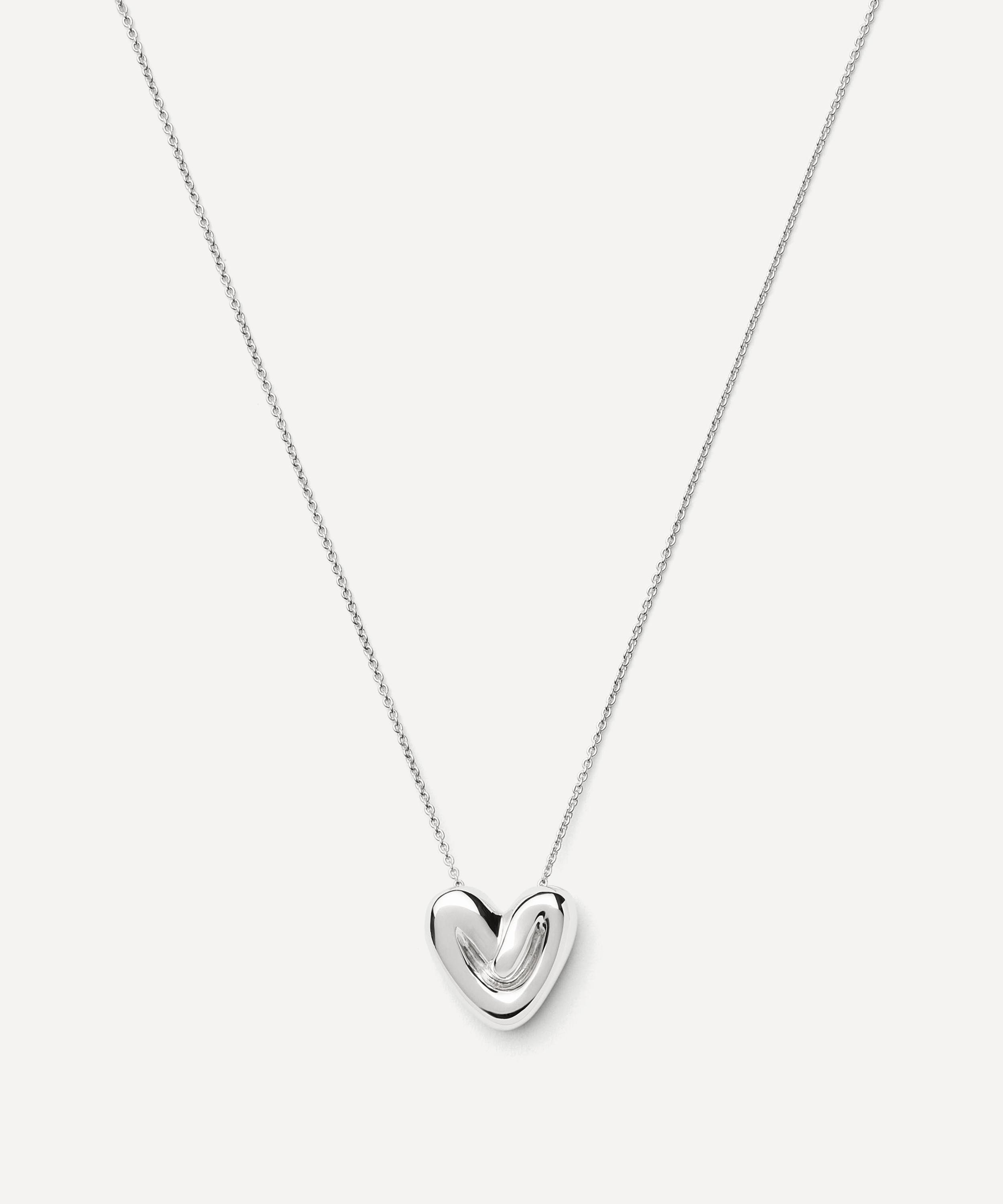 Missoma Rhodium-plated Puffy Heart Pendant Necklace