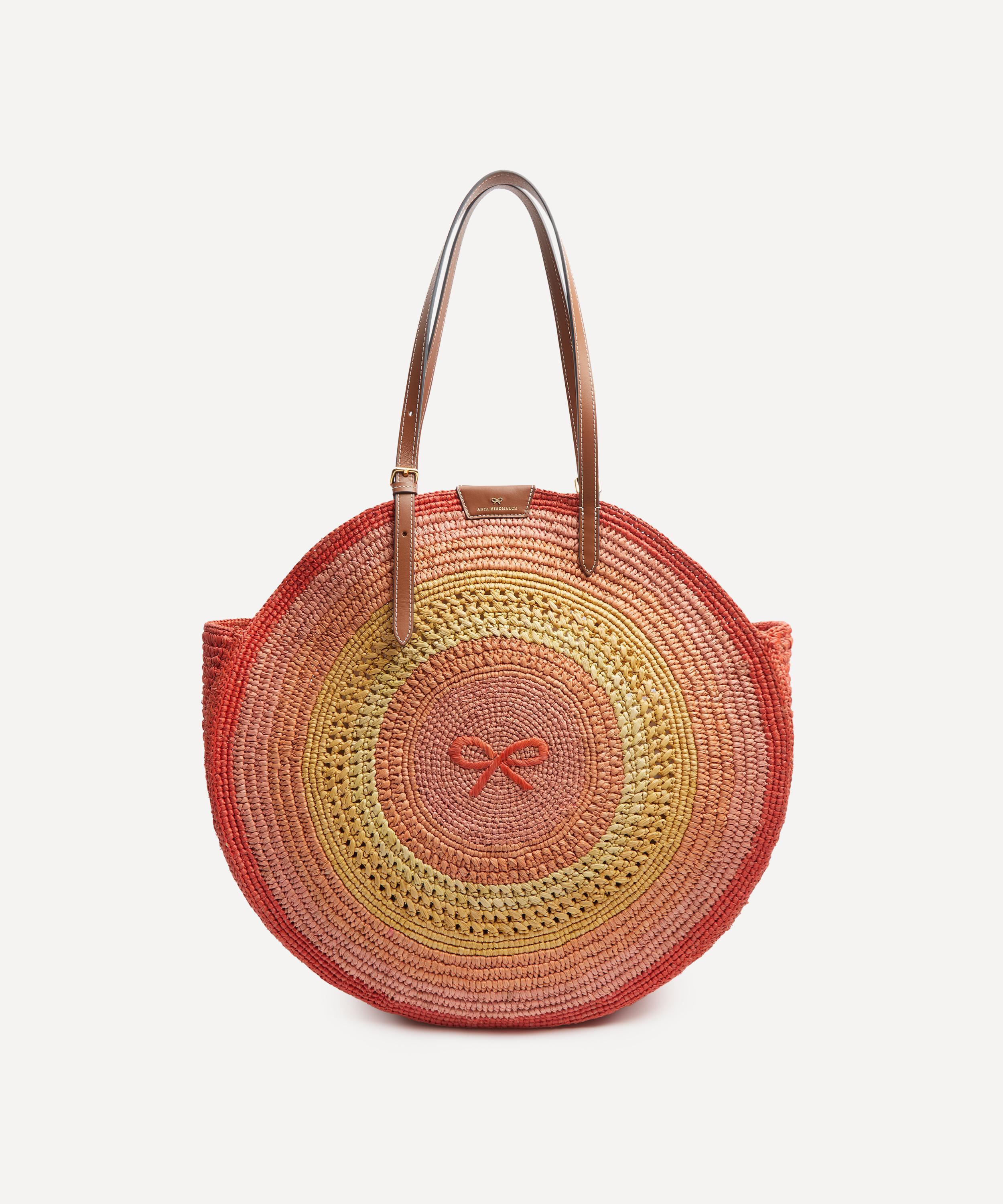 ANYA HINDMARCH ANYA HINDMARCH WOMEN'S RAFFIA ROUND BOW TOTE BAG 