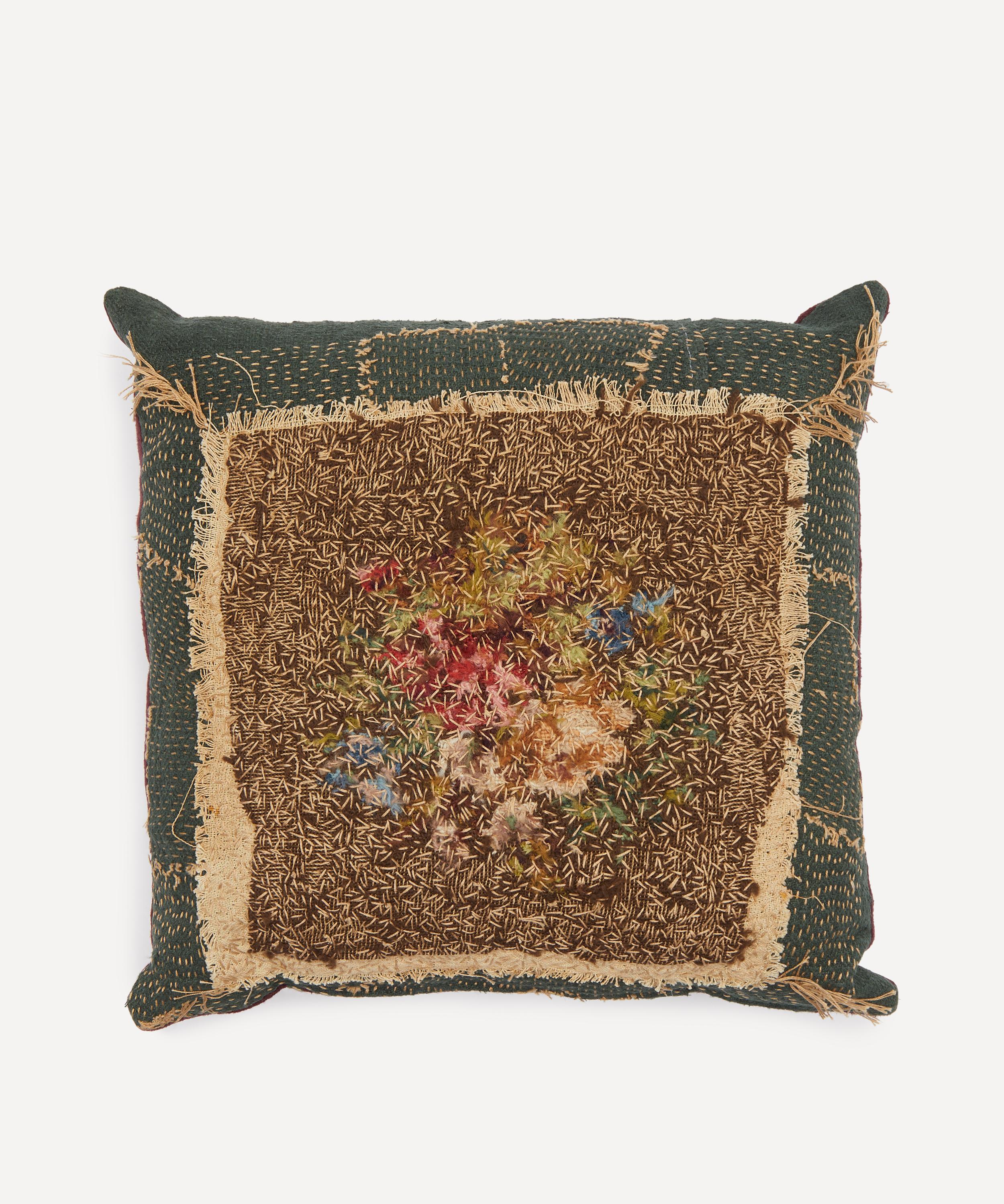 Shop By Walid Antique Textile Floral All Over Stitch Needlepoint Cushion 637