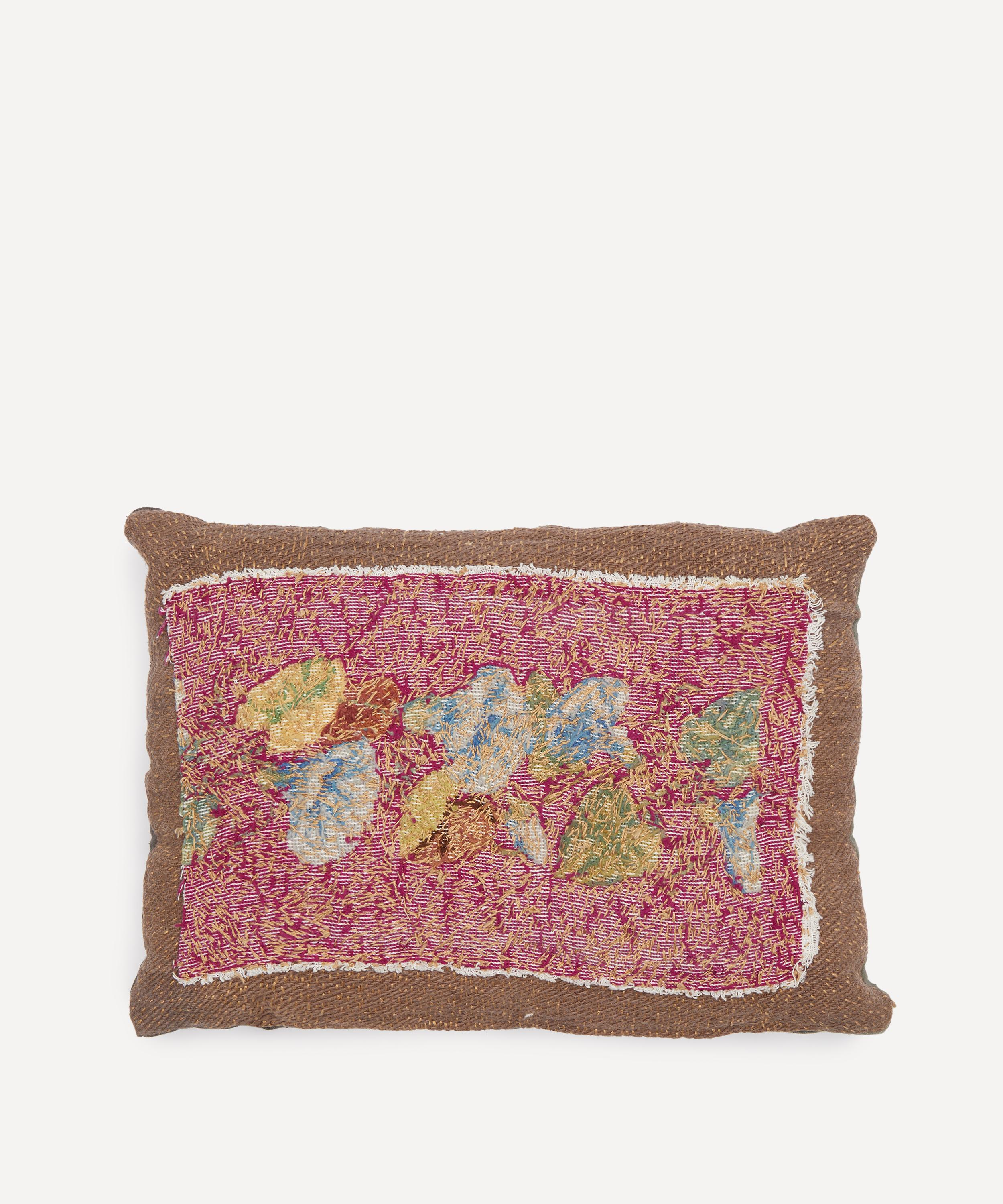 BY WALID BY WALID 19TH-CENTURY NEEDLEPOINT RUBY LEAF FRENCH CUSHION 645 
