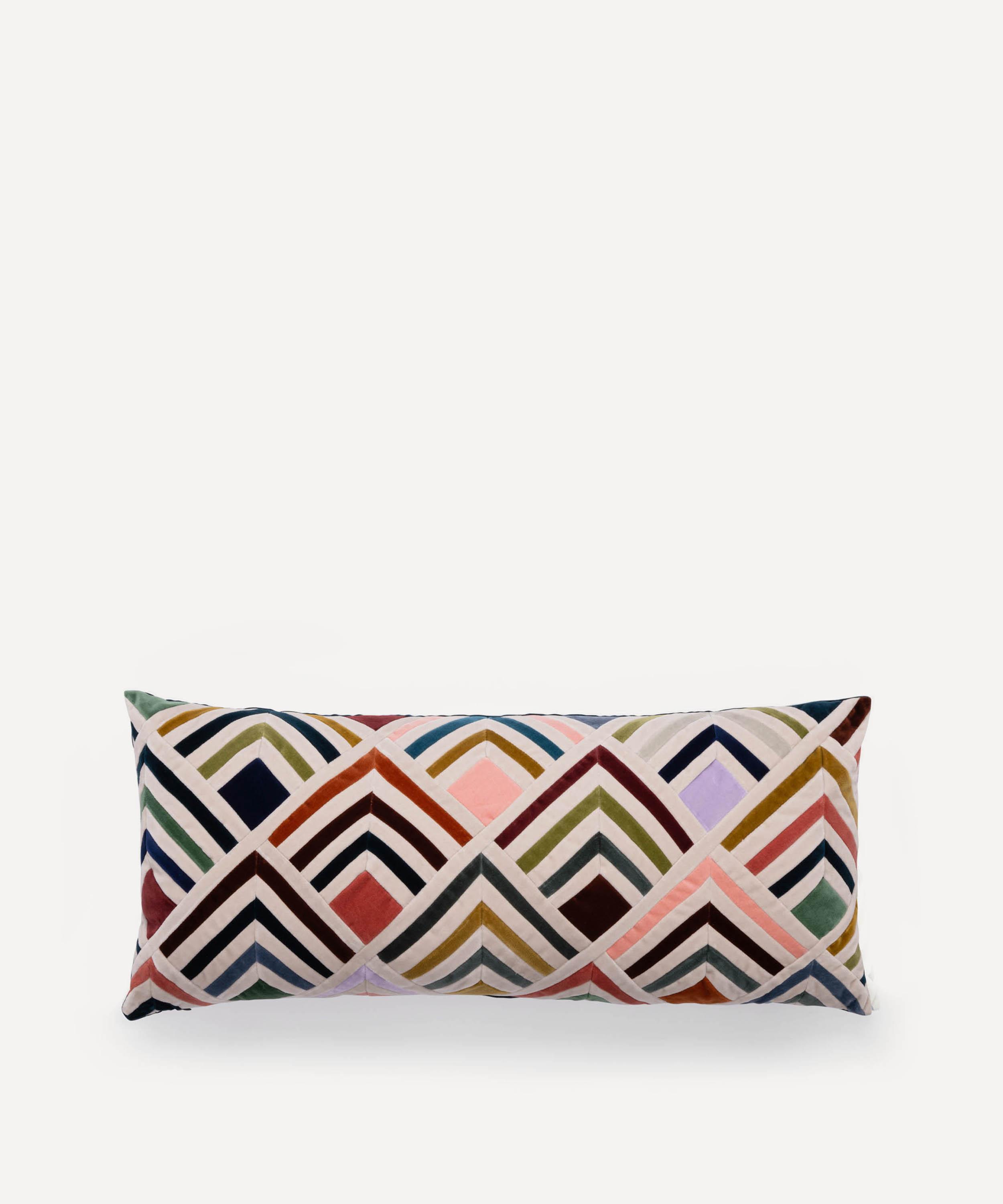 Christina Lundsteen Multicolour Tallulah Geometric Print Velvet Cushion