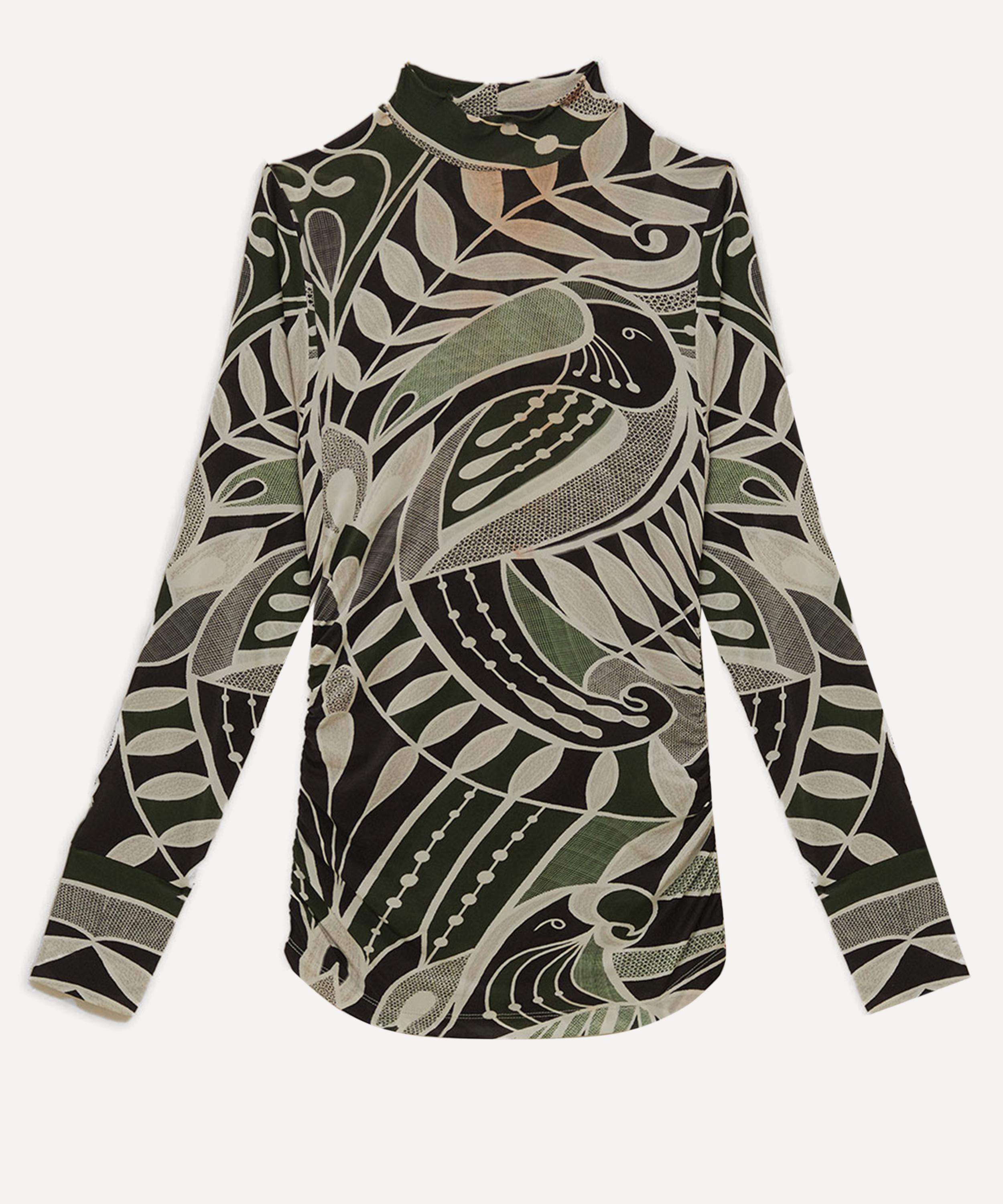 FARM RIO FARM RIO WOMEN'S BLACK LACE NATURE JERSEY BLOUSE 